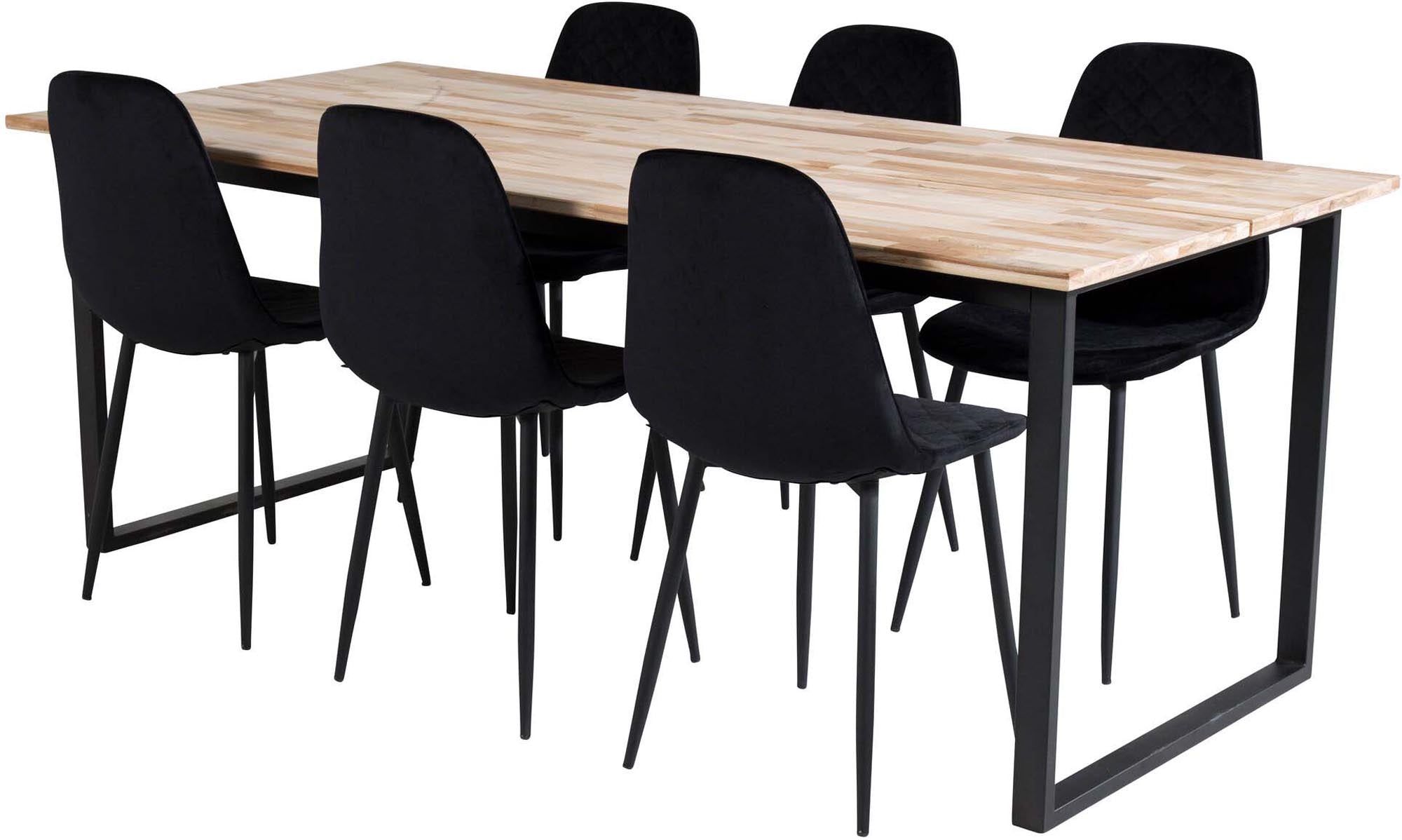 Cirebon Esszimmerset + Polar 200cm/6St. in Schwarz präsentiert im Onlineshop von KAQTU Design AG. Esszimmerset ist von Venture Home