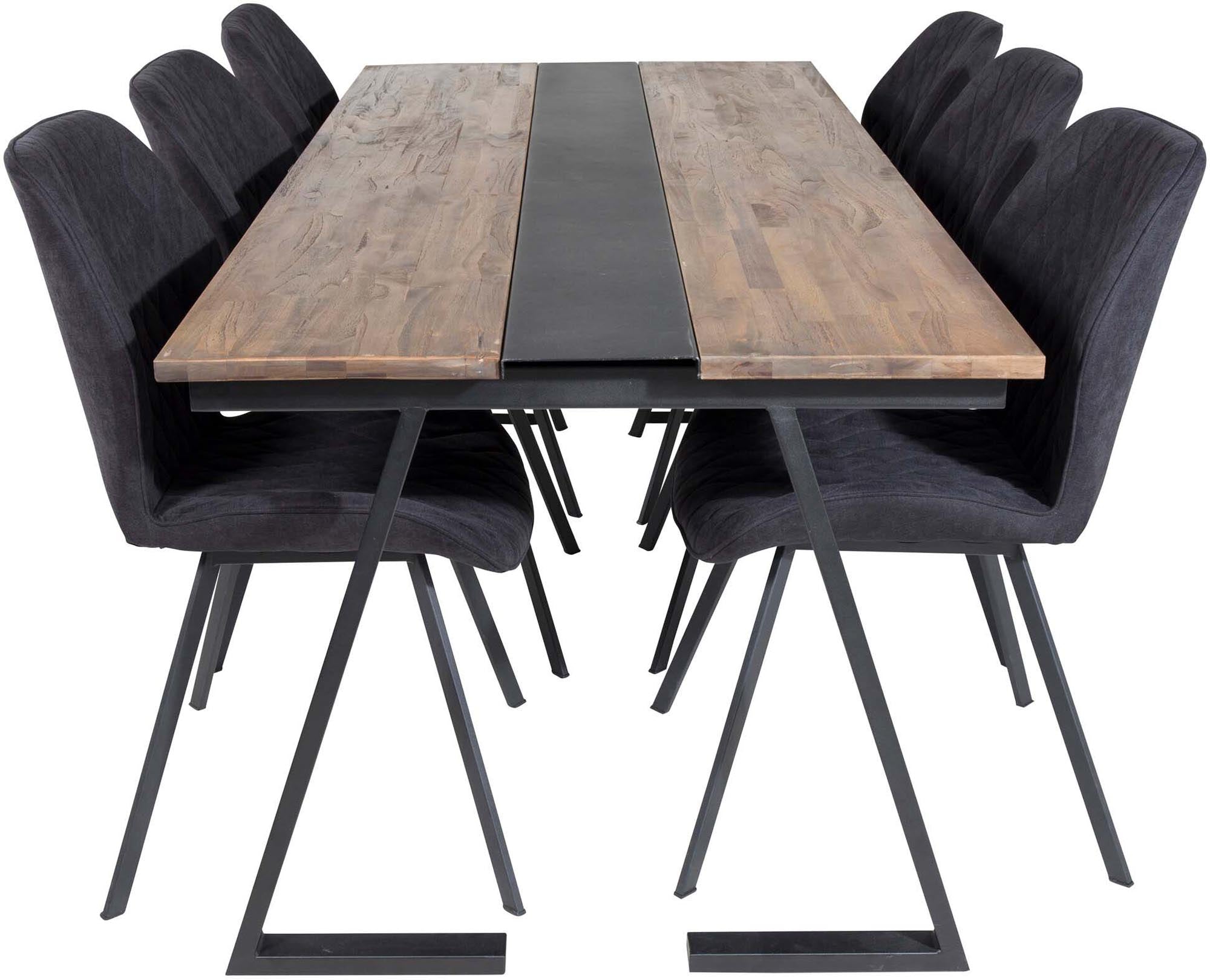 Jakarta Esszimmerset + Gemma 200cm/6St. in Schwarz präsentiert im Onlineshop von KAQTU Design AG. Esszimmerset ist von Venture Home