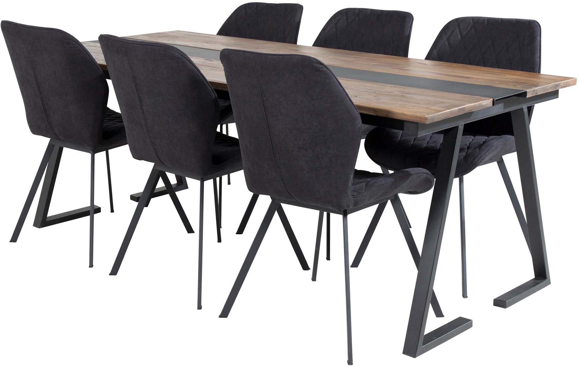 Jakarta Esszimmerset + Gemma 200cm/6St. in Schwarz präsentiert im Onlineshop von KAQTU Design AG. Esszimmerset ist von Venture Home
