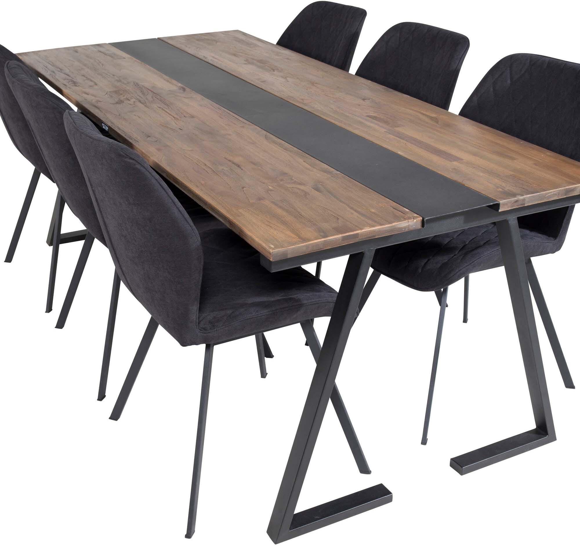 Jakarta Esszimmerset + Gemma 200cm/6St. in Schwarz präsentiert im Onlineshop von KAQTU Design AG. Esszimmerset ist von Venture Home