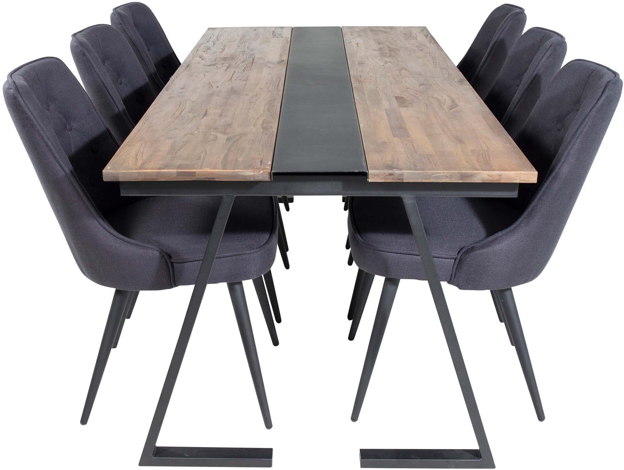 Jakarta Esszimmerset + Velvet Deluxe 200cm/6St. in Schwarz präsentiert im Onlineshop von KAQTU Design AG. Esszimmerset ist von Venture Home