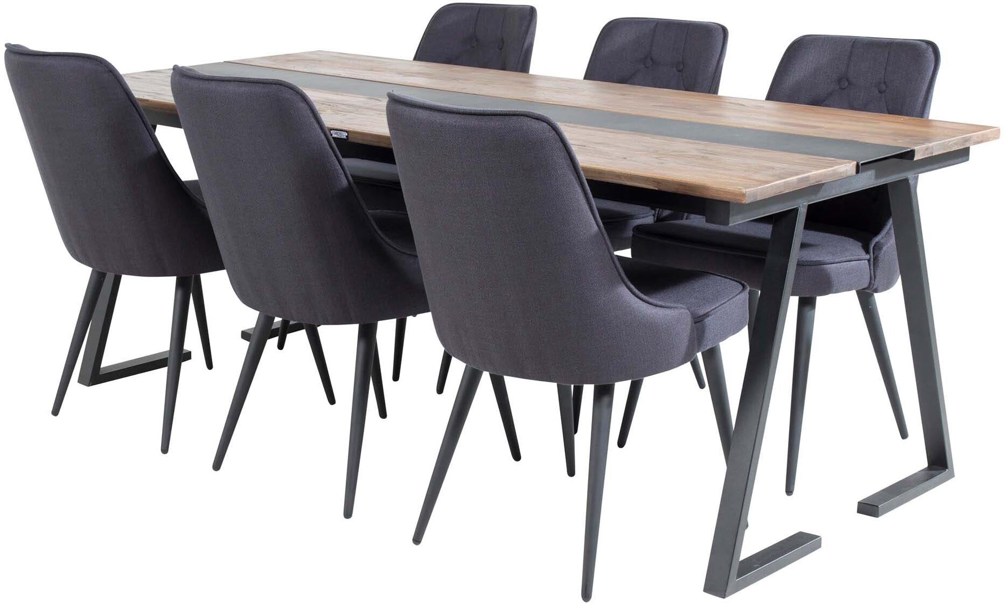 Jakarta Esszimmerset + Velvet Deluxe 200cm/6St. in Schwarz präsentiert im Onlineshop von KAQTU Design AG. Esszimmerset ist von Venture Home