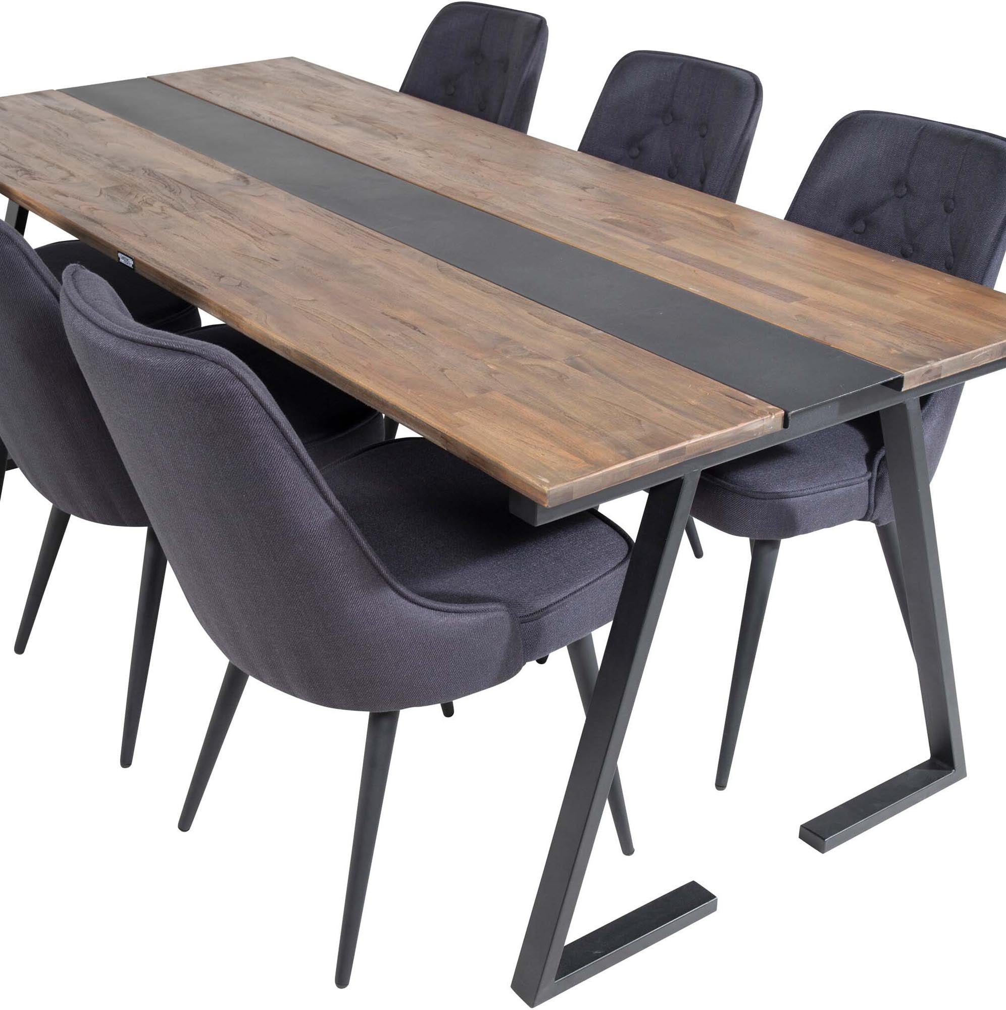 Jakarta Esszimmerset + Velvet Deluxe 200cm/6St. in Schwarz präsentiert im Onlineshop von KAQTU Design AG. Esszimmerset ist von Venture Home