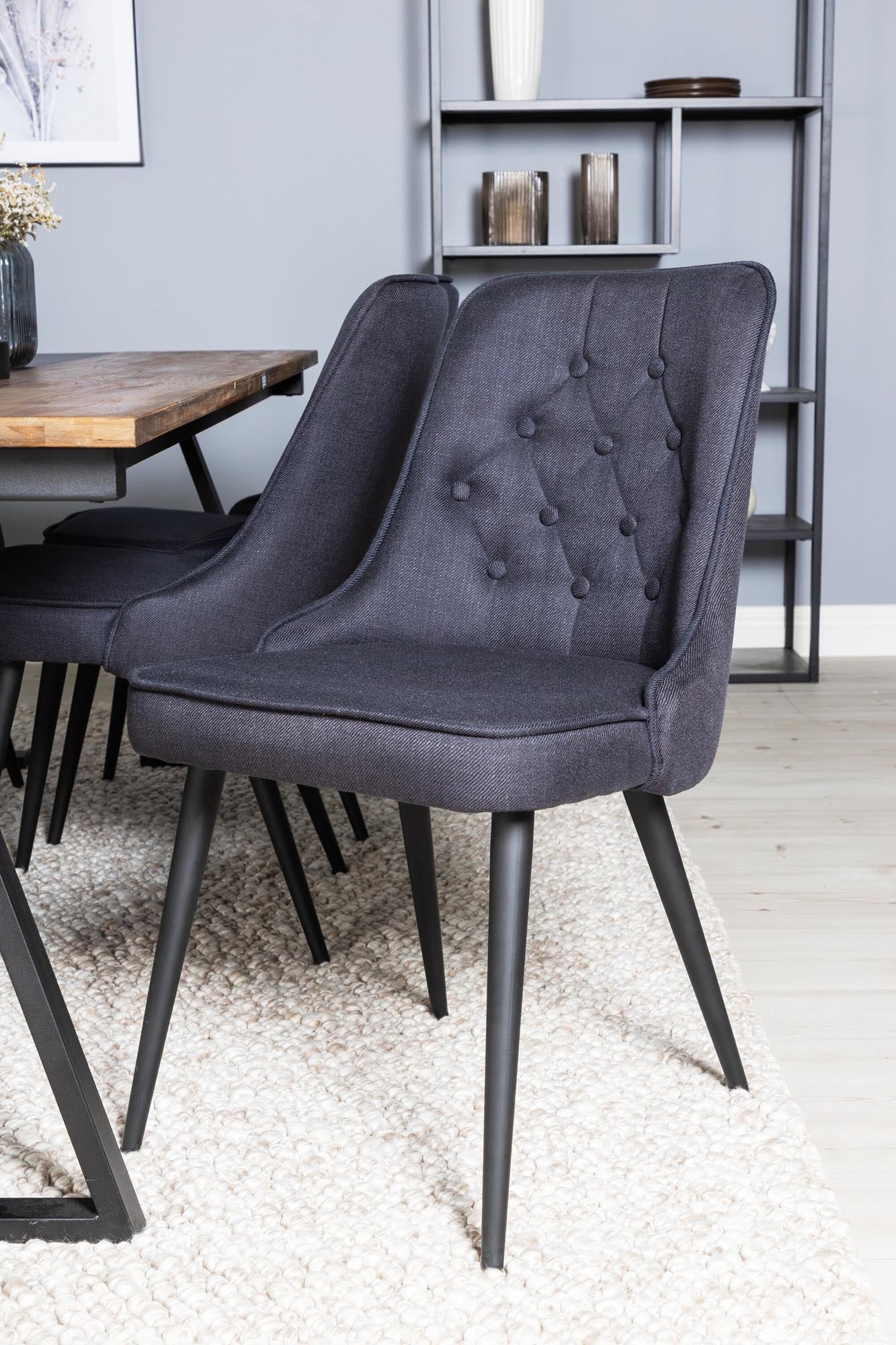 Jakarta Esszimmerset + Velvet Deluxe 200cm/6St. in Schwarz präsentiert im Onlineshop von KAQTU Design AG. Esszimmerset ist von Venture Home