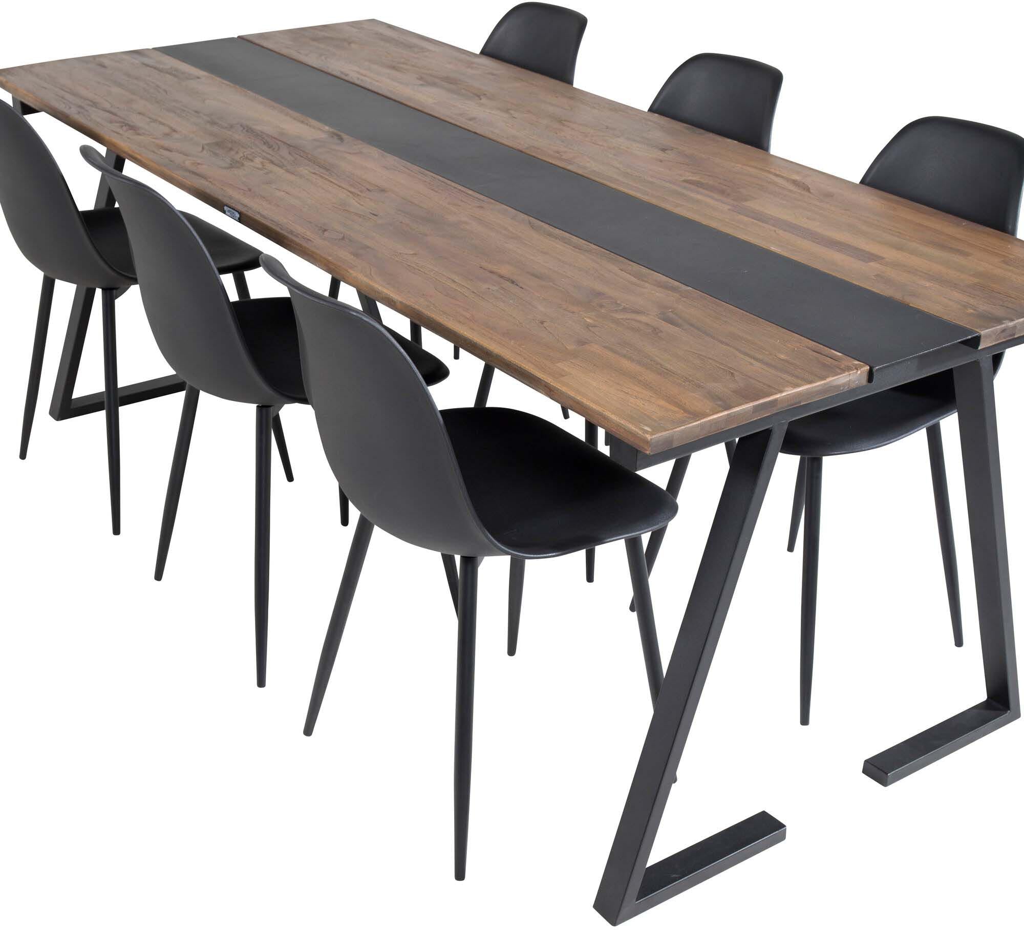 Jakarta Esszimmerset + Polar 200cm/6St. in Schwarz präsentiert im Onlineshop von KAQTU Design AG. Esszimmerset ist von Venture Home