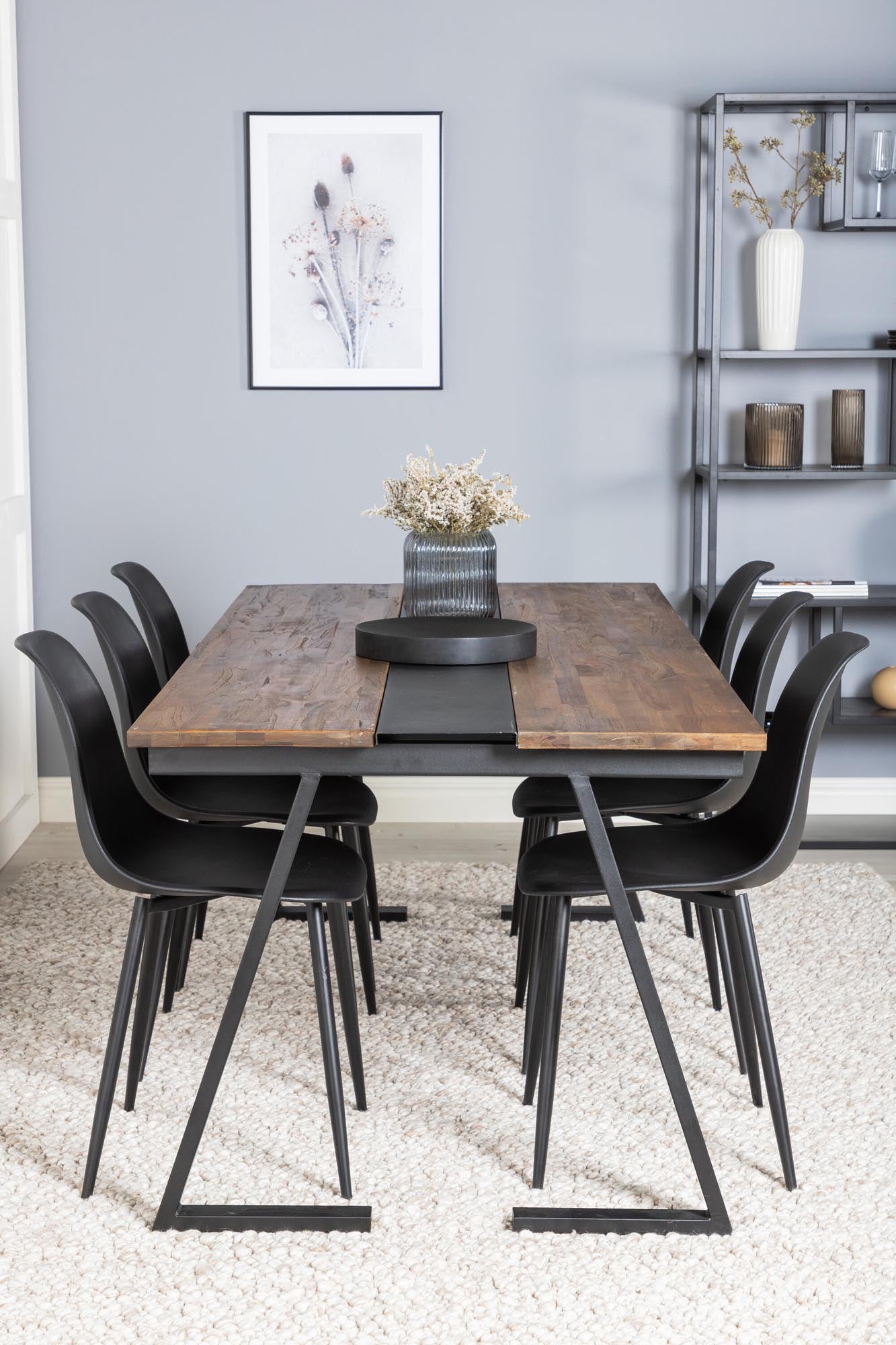Jakarta Esszimmerset + Polar 200cm/6St. in Schwarz präsentiert im Onlineshop von KAQTU Design AG. Esszimmerset ist von Venture Home