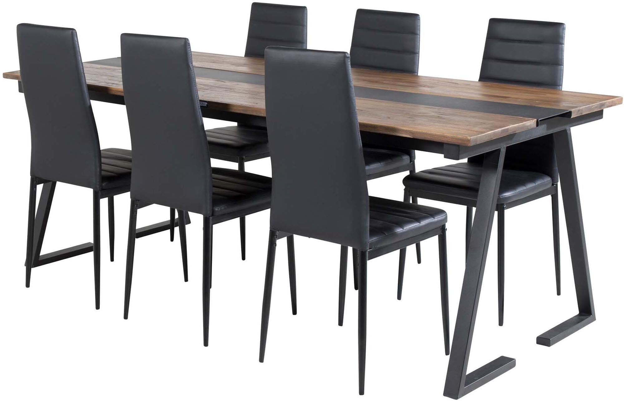 Jakarta Esszimmerset + Slim 200cm/6St. in Schwarz präsentiert im Onlineshop von KAQTU Design AG. Esszimmerset ist von Venture Home