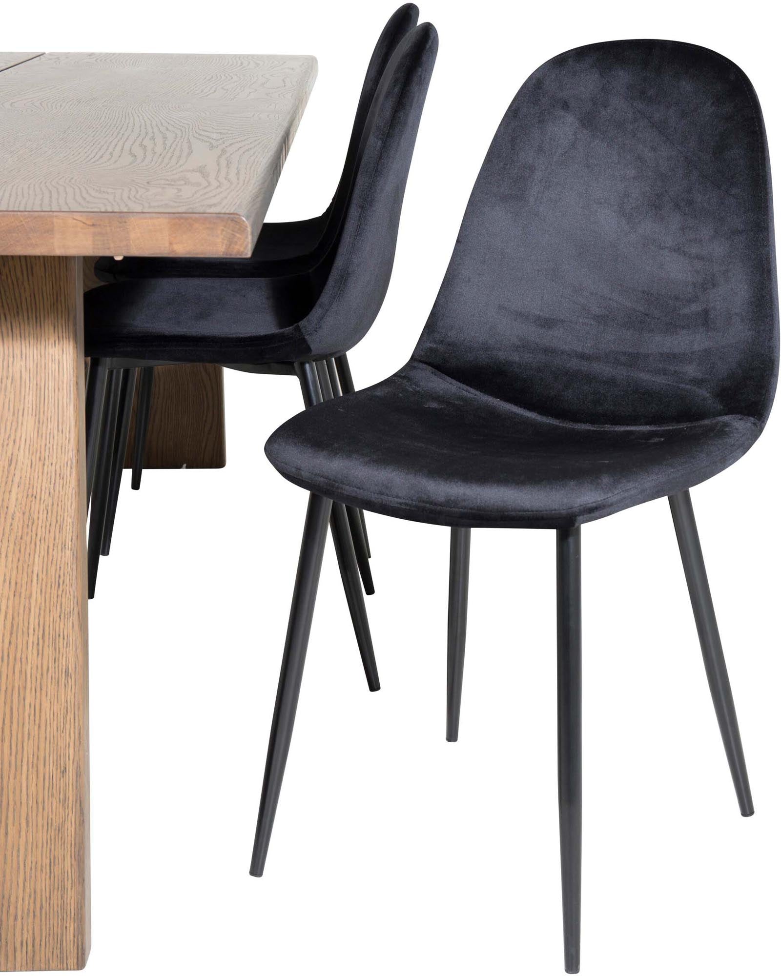 Stilvolles Logger Esszimmerset mit 210 cm ausziehbarem Tisch und ergonomischen Polar-Stühlen für einladende Essbereiche und unvergessliche Momente.