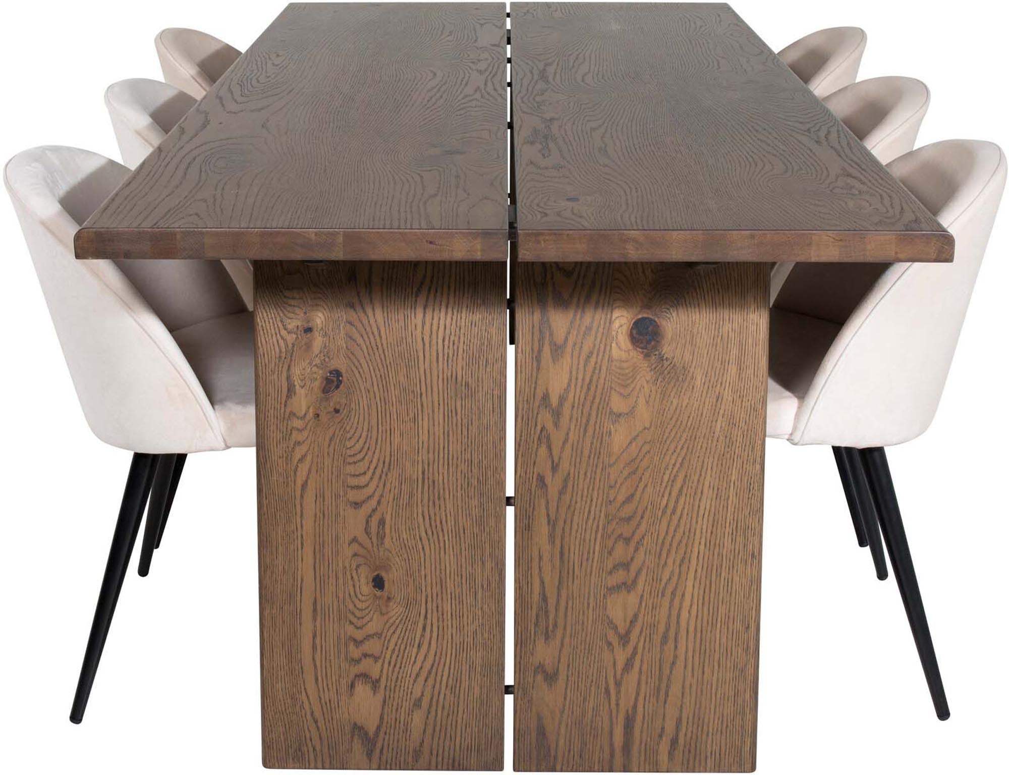 Logger Esszimmerset + Velvet 210cm/6St. in Beige, Schwarz präsentiert im Onlineshop von KAQTU Design AG. Esszimmerset ist von Venture Home