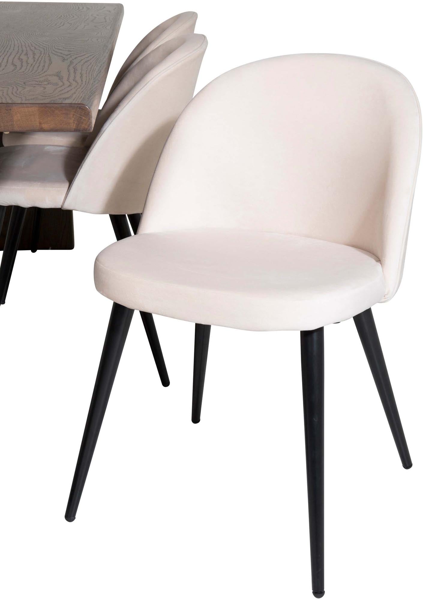 Logger Esszimmerset + Velvet 210cm/6St. in Beige, Schwarz präsentiert im Onlineshop von KAQTU Design AG. Esszimmerset ist von Venture Home