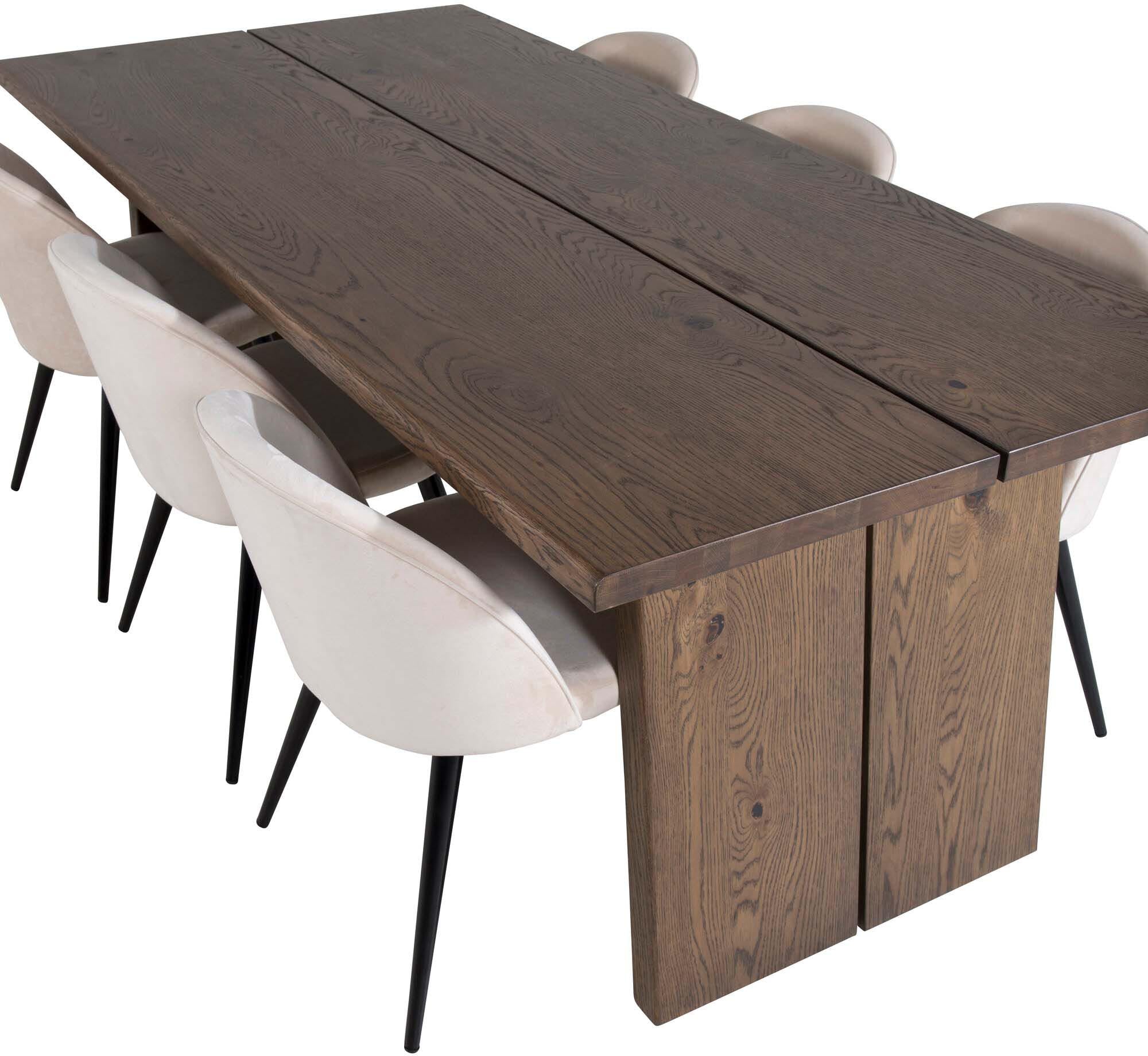 Logger Esszimmerset + Velvet 210cm/6St. in Beige, Schwarz präsentiert im Onlineshop von KAQTU Design AG. Esszimmerset ist von Venture Home