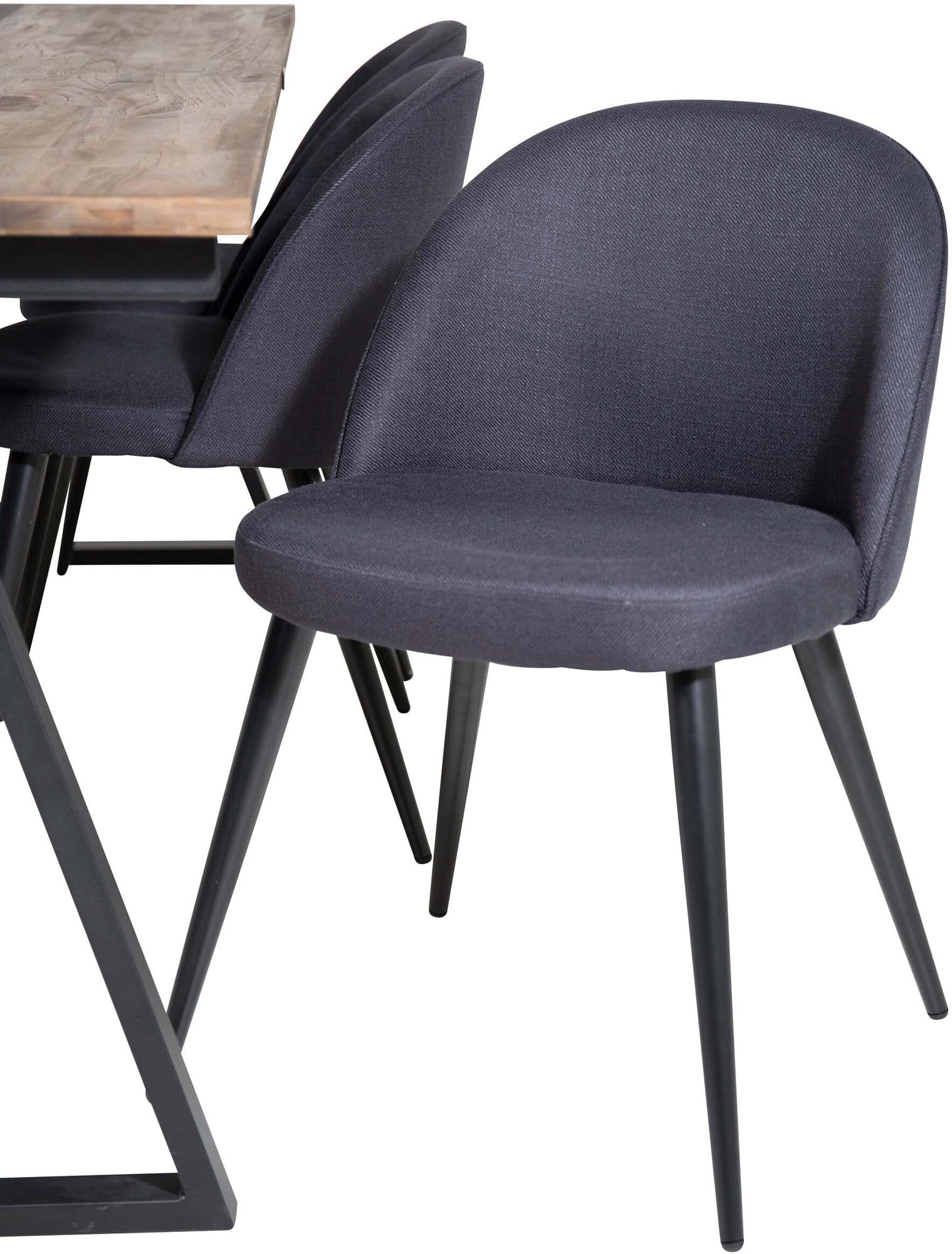 Jakarta Esszimmerset + Velvet 200cm/6St. in Schwarz präsentiert im Onlineshop von KAQTU Design AG. Esszimmerset ist von Venture Home