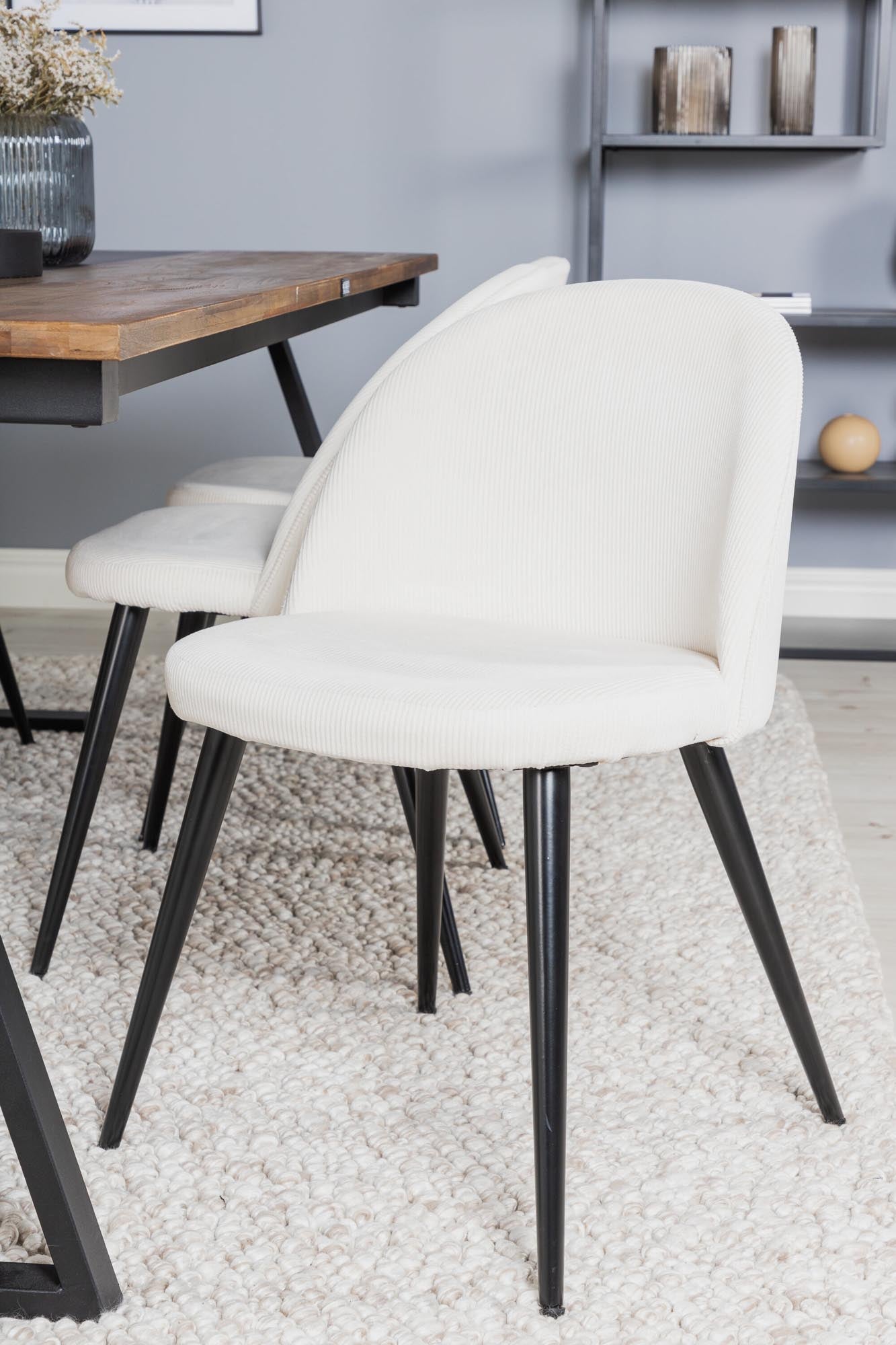 Jakarta Esszimmerset + Velvet 200cm/6St. in Schwarz-Weiss präsentiert im Onlineshop von KAQTU Design AG. Esszimmerset ist von Venture Home