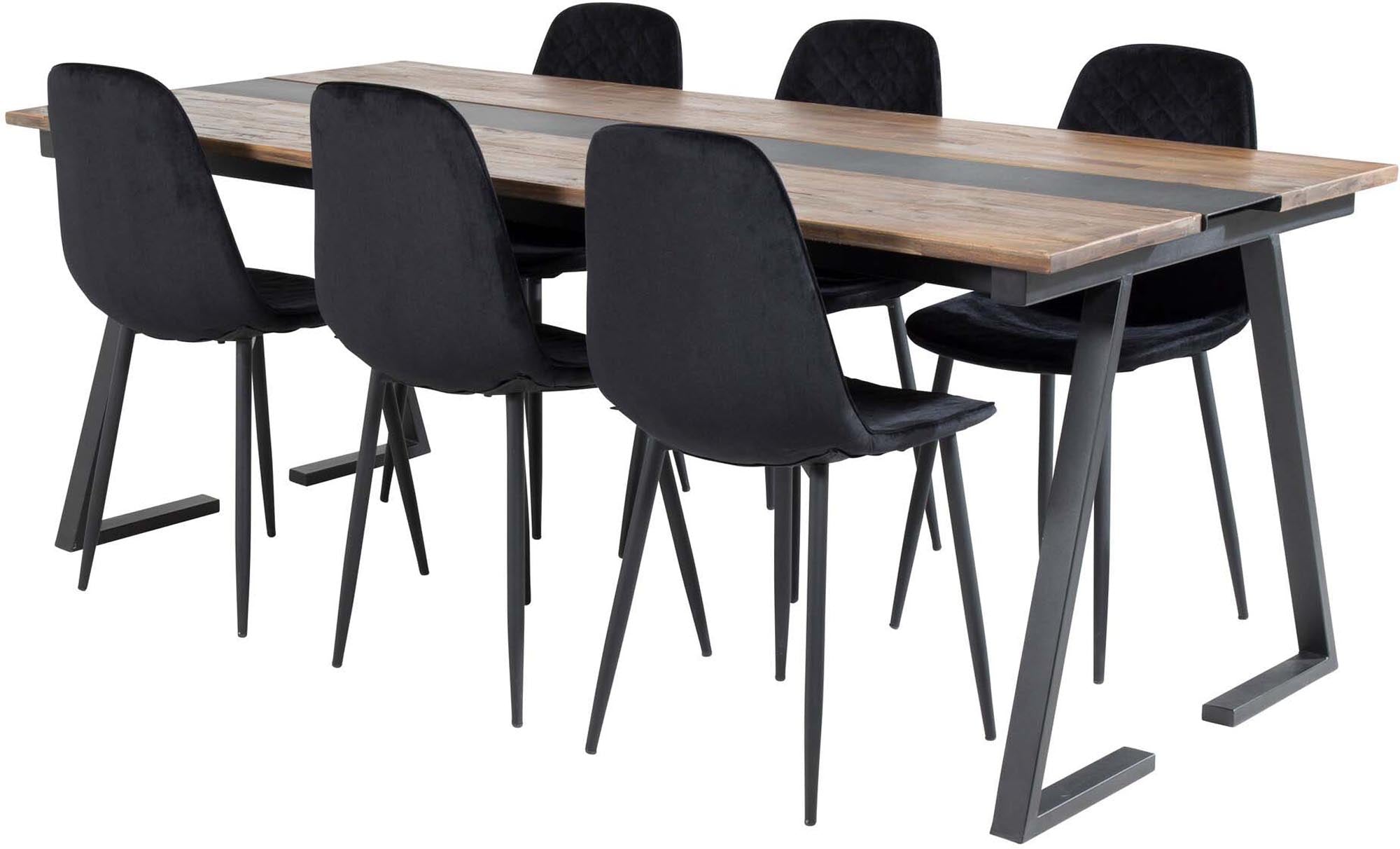 Jakarta Esszimmerset + Polar 200cm/6St. in Schwarz präsentiert im Onlineshop von KAQTU Design AG. Esszimmerset ist von Venture Home