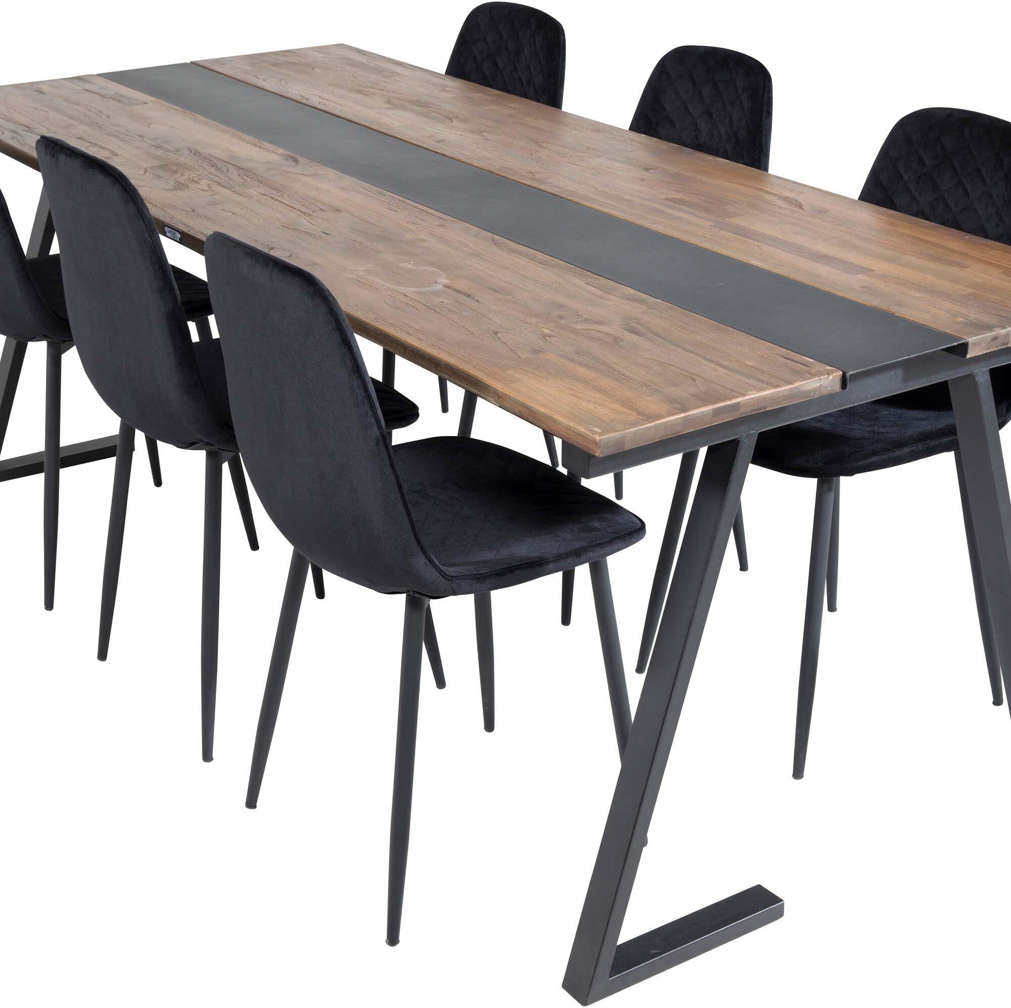Jakarta Esszimmerset + Polar 200cm/6St. in Schwarz präsentiert im Onlineshop von KAQTU Design AG. Esszimmerset ist von Venture Home