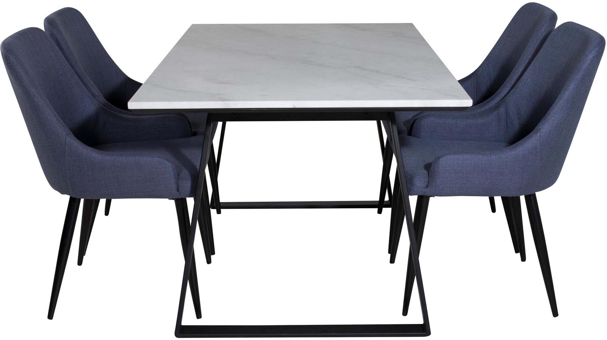 Modernes Esszimmerset Estelle von Venture Home: 140 cm Tisch und komfortable Plaza-Stühle für einladende Dinner und gesellige Abende.