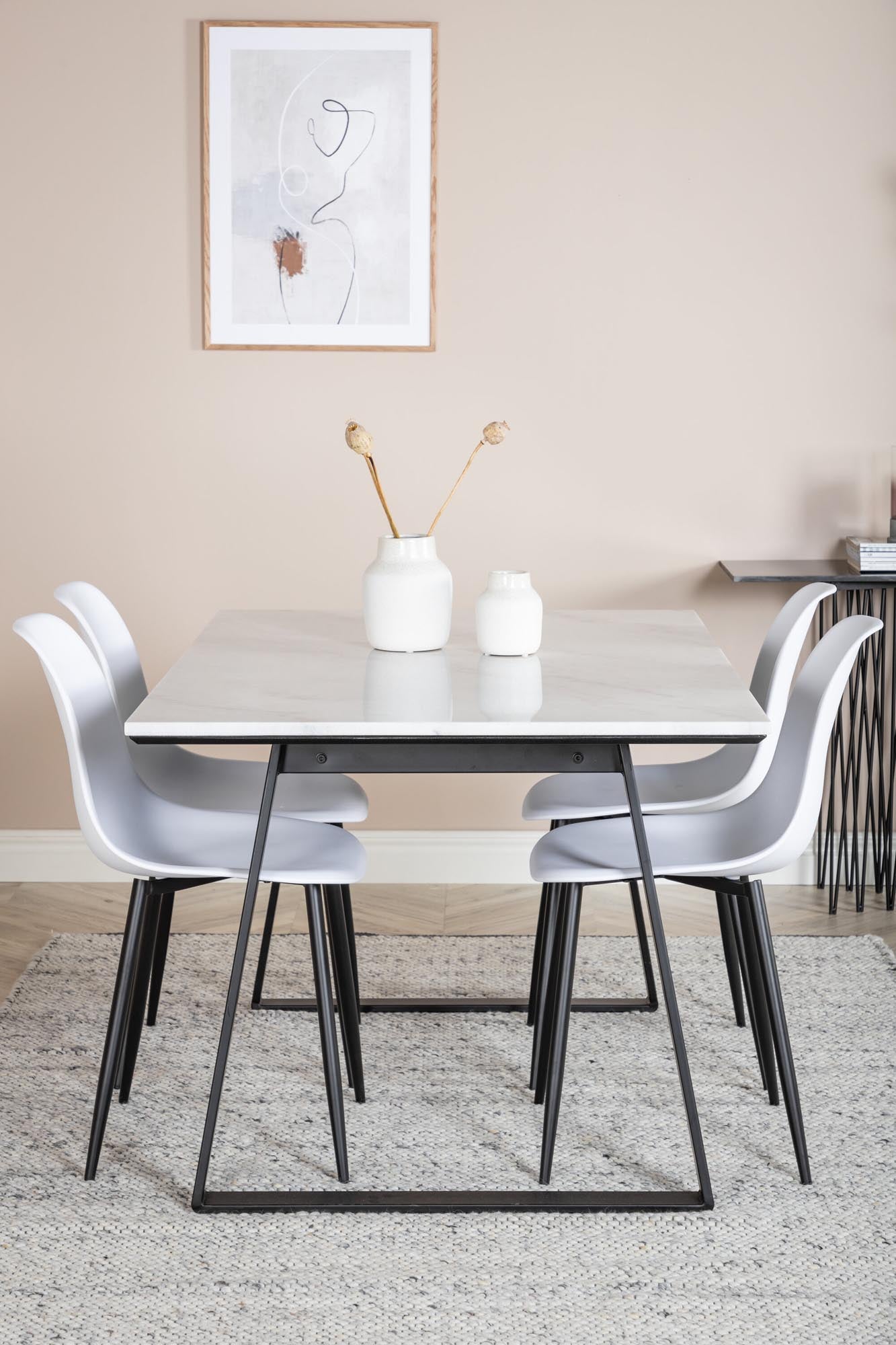 Estelle Esszimmerset + Polar 140cm/4St. in Schwarz-Weiss präsentiert im Onlineshop von KAQTU Design AG. Esszimmerset ist von Venture Home