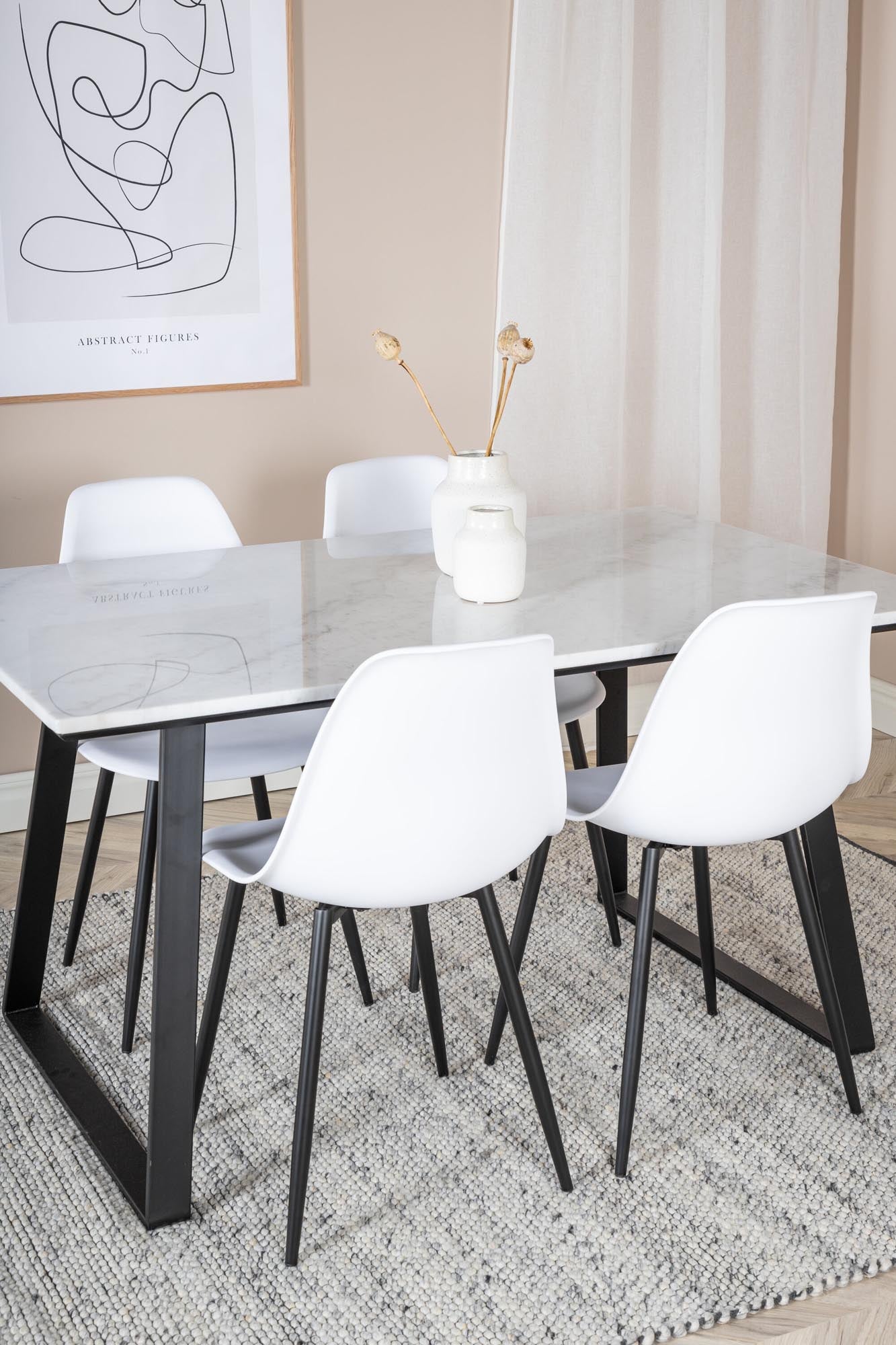Estelle Esszimmerset + Polar 140cm/4St. in Schwarz-Weiss präsentiert im Onlineshop von KAQTU Design AG. Esszimmerset ist von Venture Home