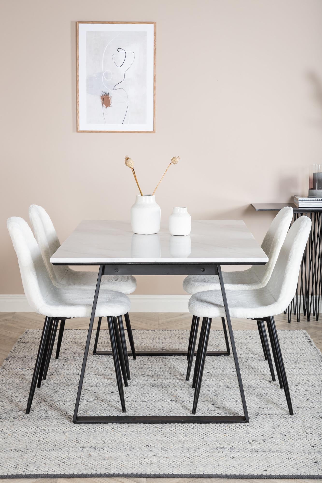 Estelle Esszimmerset + Polar 140cm/4St. in Schwarz-Weiss präsentiert im Onlineshop von KAQTU Design AG. Esszimmerset ist von Venture Home
