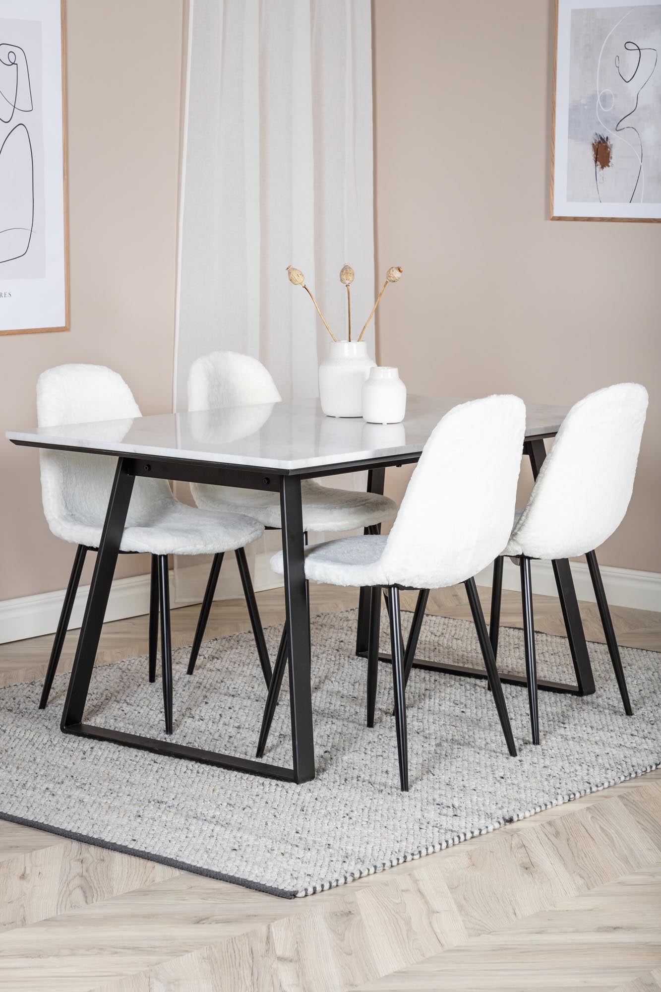 Estelle Esszimmerset + Polar 140cm/4St. in Schwarz-Weiss präsentiert im Onlineshop von KAQTU Design AG. Esszimmerset ist von Venture Home