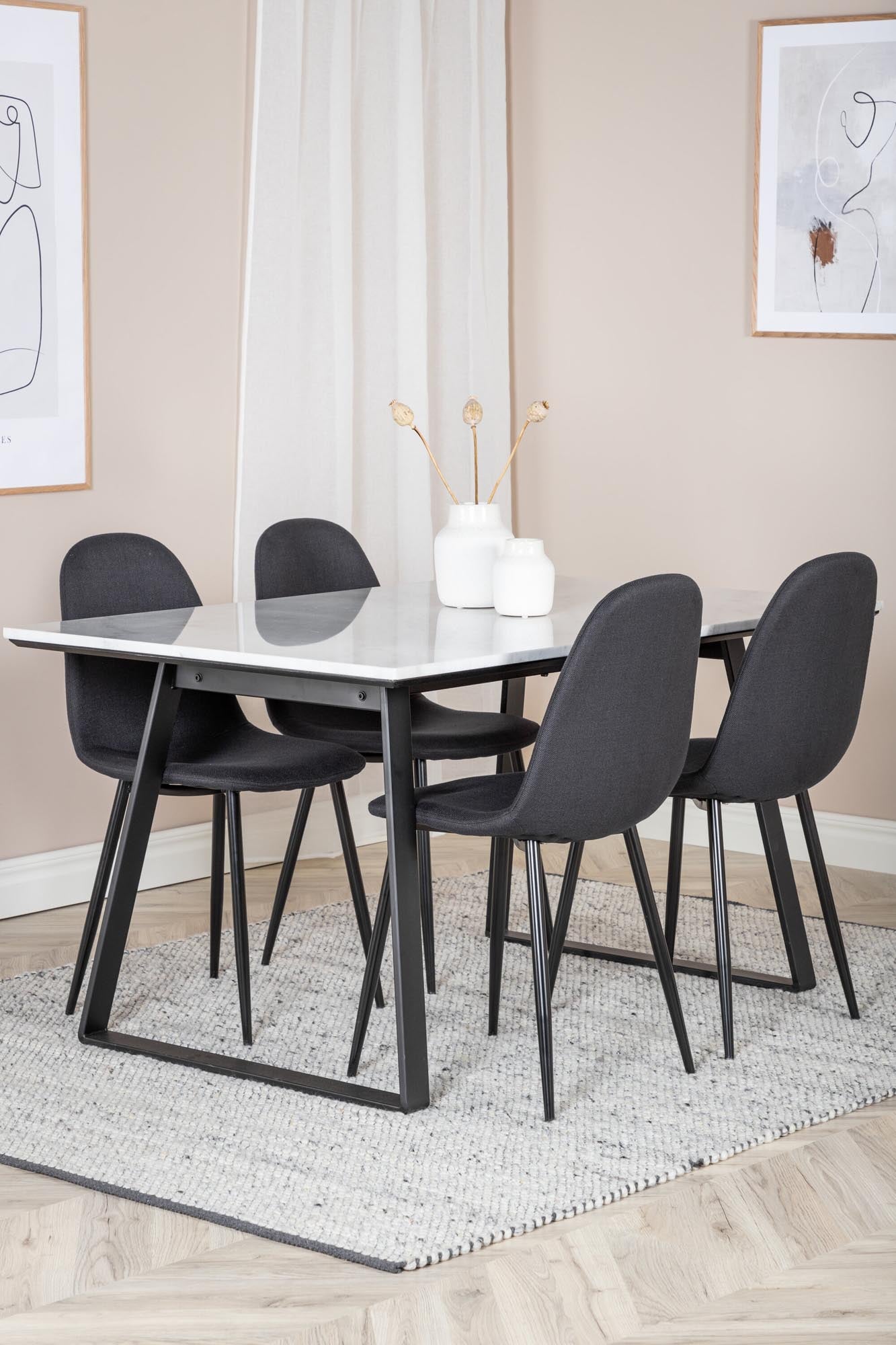 Estelle Esszimmerset + Polar 140cm/4St. in Schwarz präsentiert im Onlineshop von KAQTU Design AG. Esszimmerset ist von Venture Home