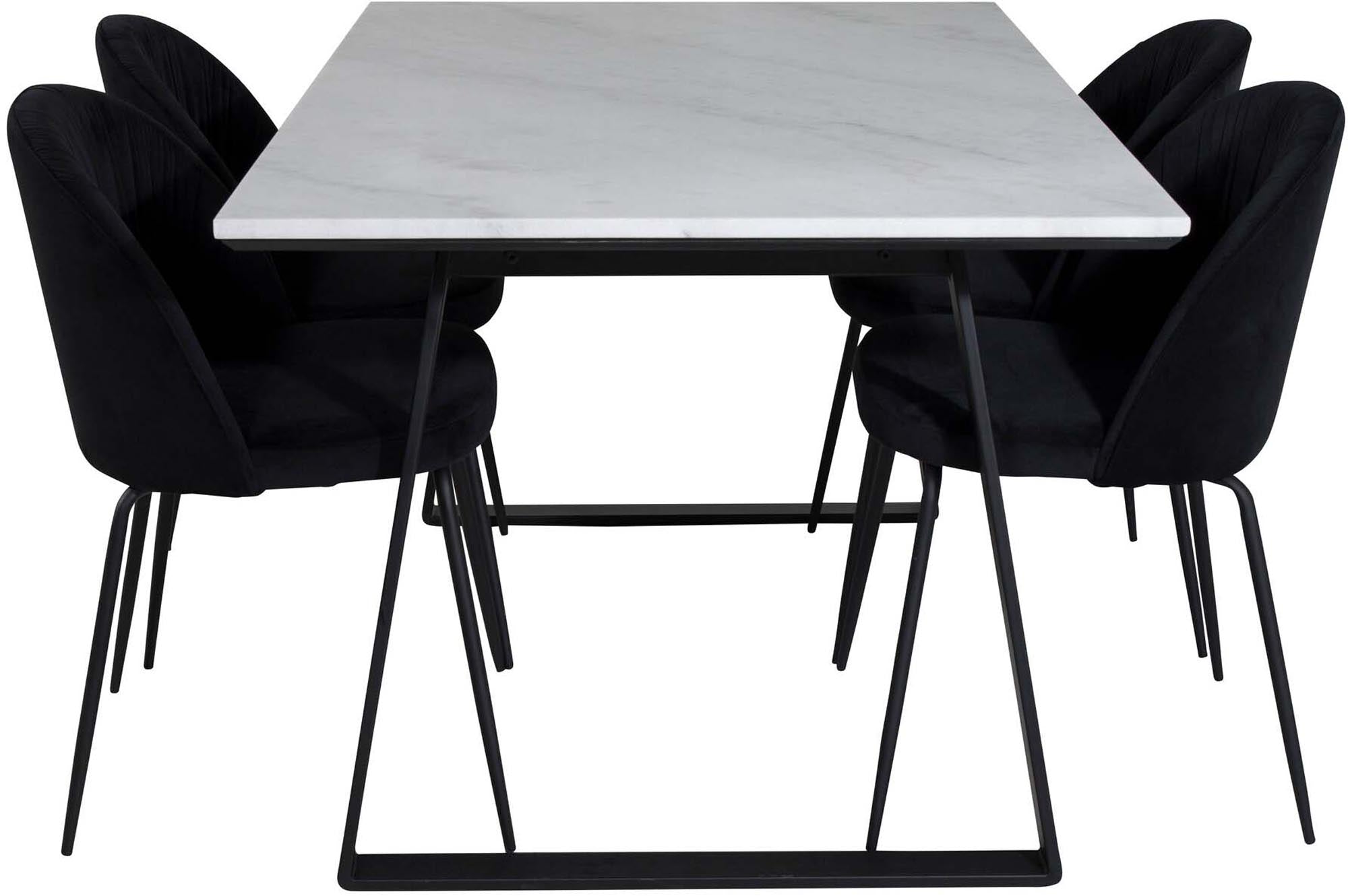 Estelle Esszimmerset + Wrinkles 140cm/4St. in Schwarz präsentiert im Onlineshop von KAQTU Design AG. Esszimmerset ist von Venture Home