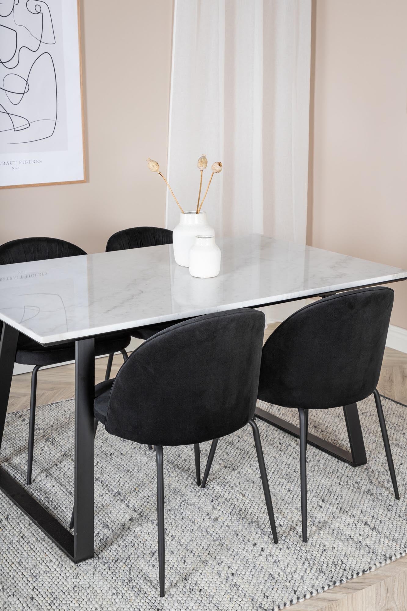 Estelle Esszimmerset + Wrinkles 140cm/4St. in Schwarz präsentiert im Onlineshop von KAQTU Design AG. Esszimmerset ist von Venture Home