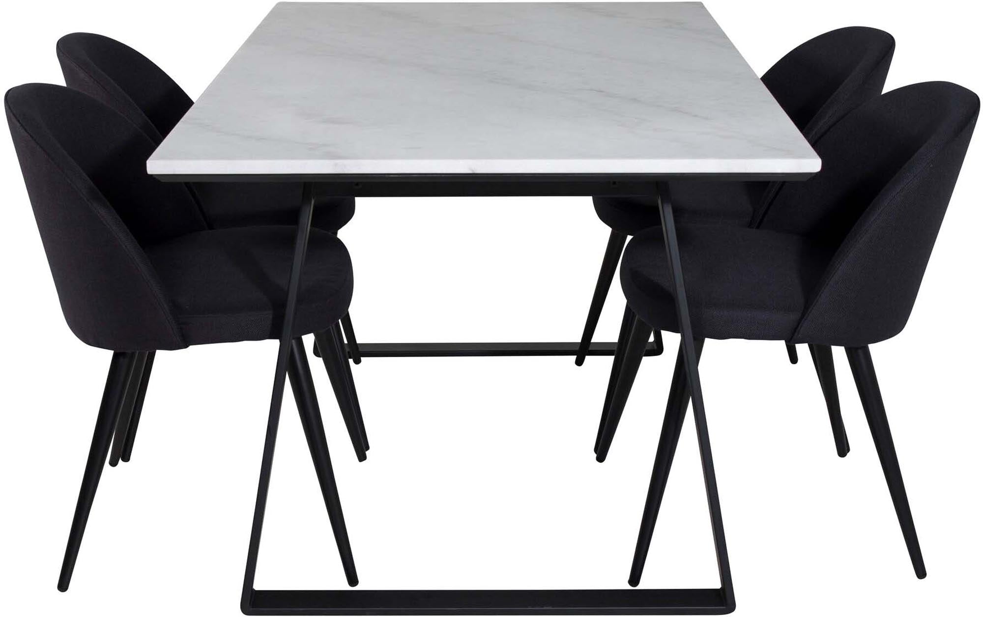 Stilvolles Estelle Esszimmerset: 140cm Tisch mit 4 Samtstühlen.