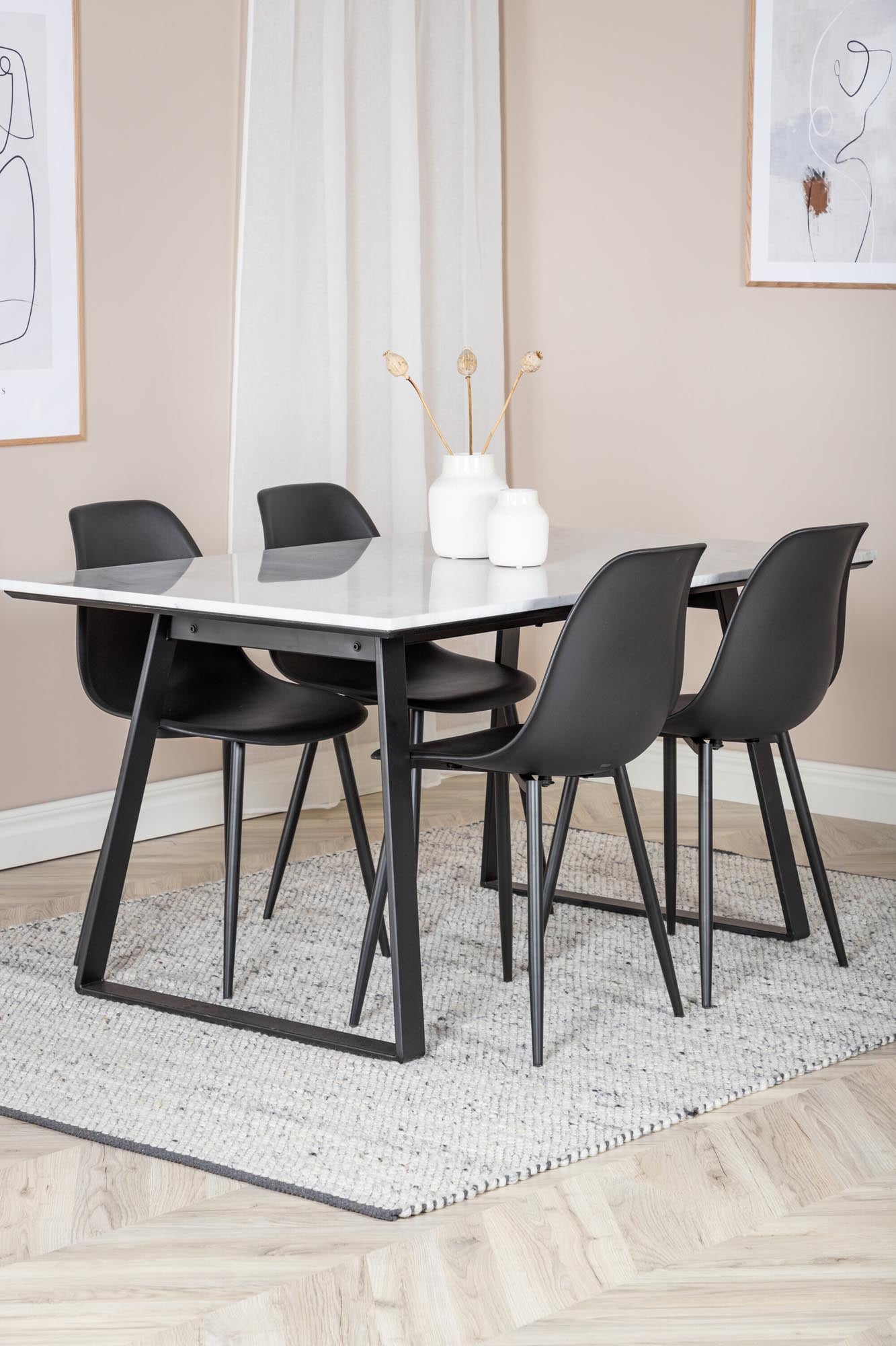Estelle Esszimmerset + Polar 140cm/4St. in Schwarz präsentiert im Onlineshop von KAQTU Design AG. Esszimmerset ist von Venture Home