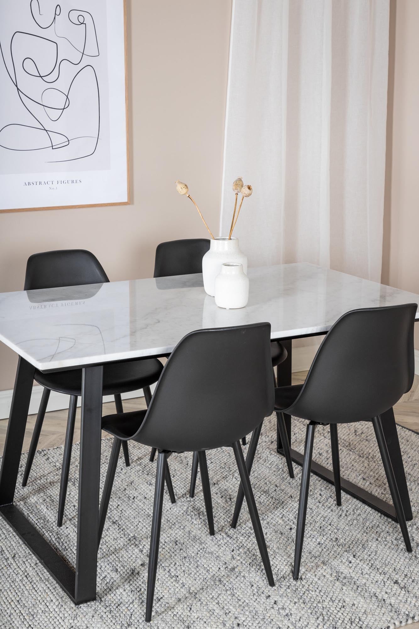 Estelle Esszimmerset + Polar 140cm/4St. in Schwarz präsentiert im Onlineshop von KAQTU Design AG. Esszimmerset ist von Venture Home