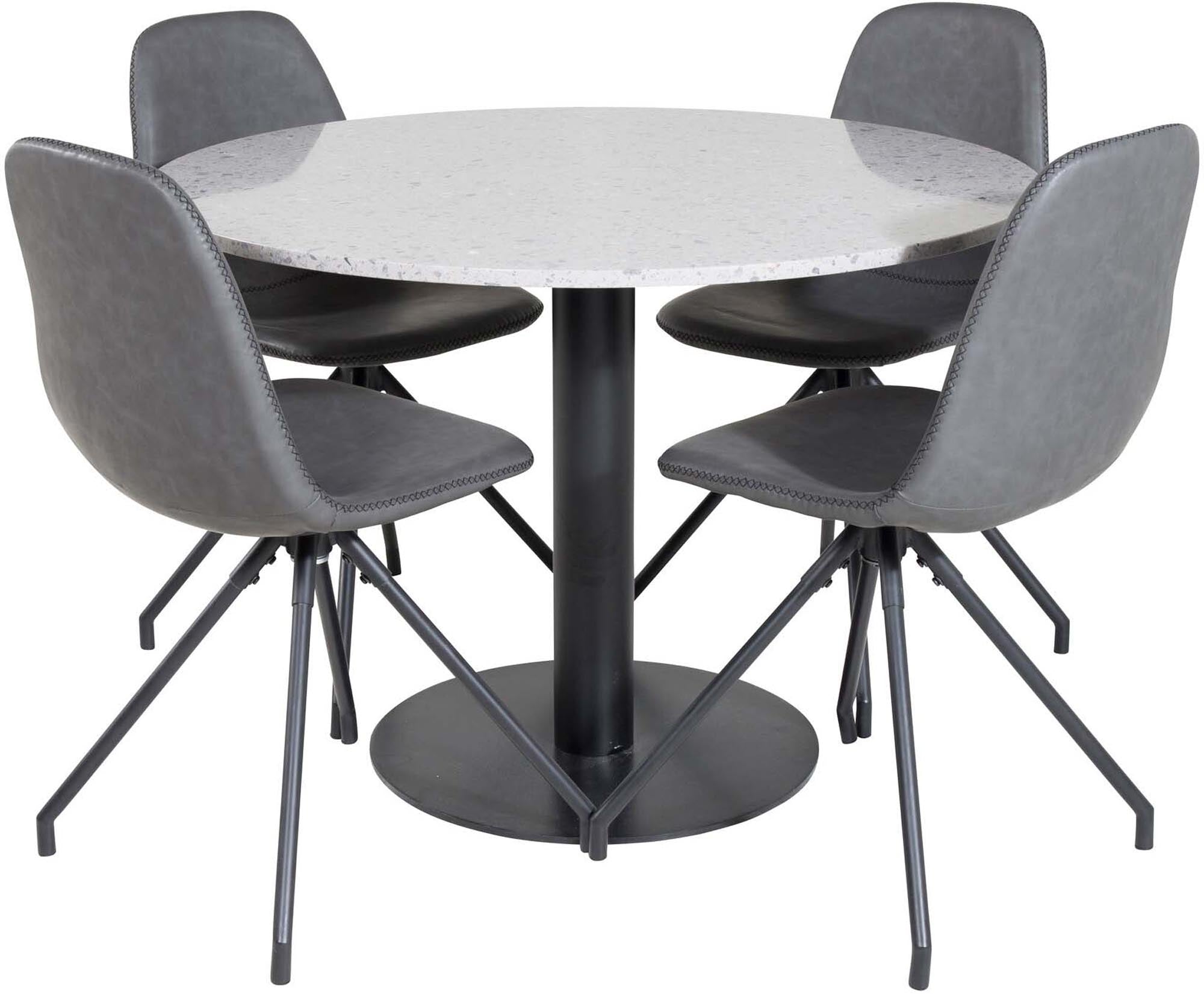 Razzia Esszimmerset + Polar ⌀106cm/4St. in Weiss / Grau / Schwarz präsentiert im Onlineshop von KAQTU Design AG. Esszimmerset ist von Venture Home