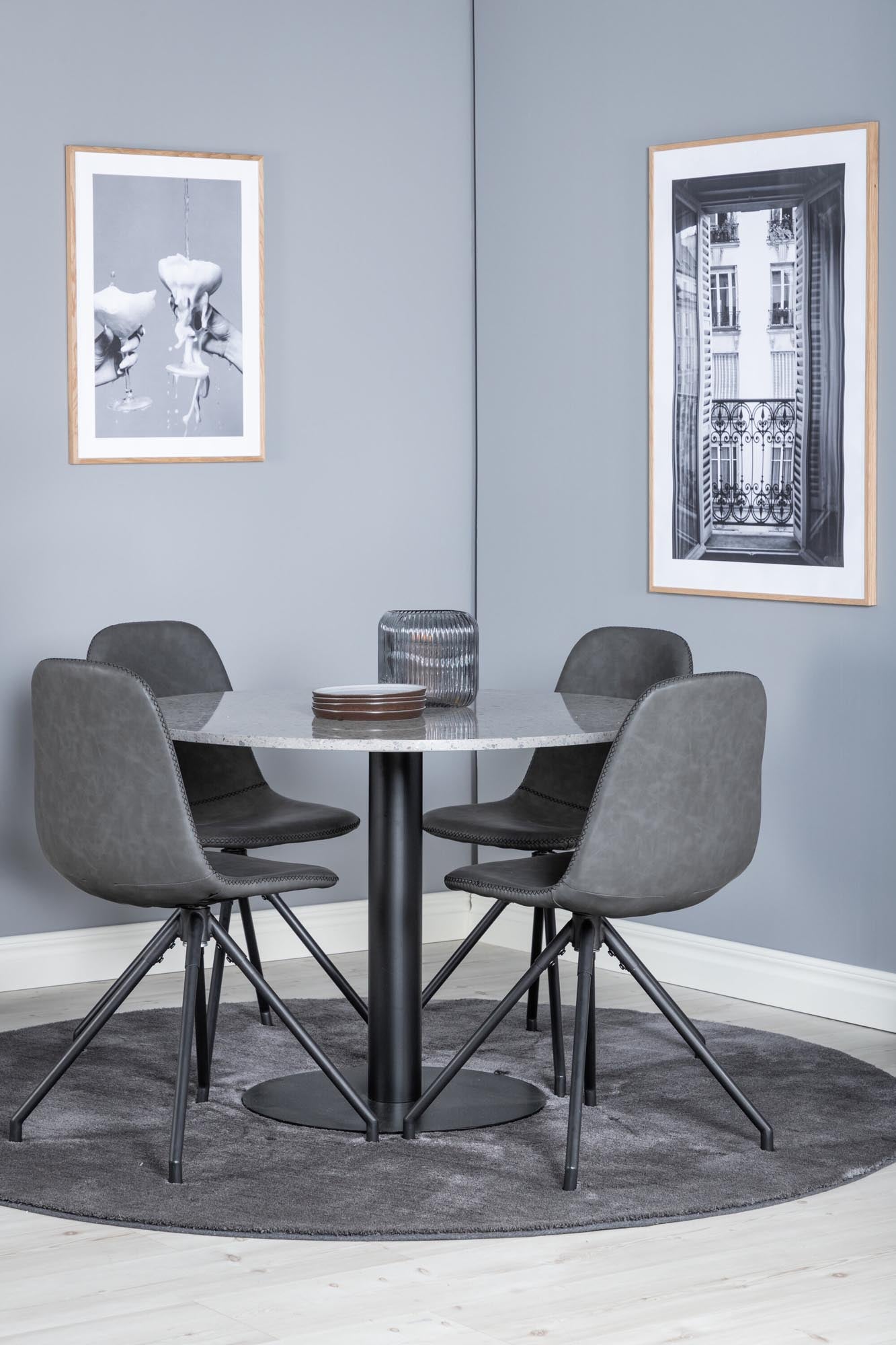 Razzia Esszimmerset + Polar ⌀106cm/4St. in Weiss / Grau / Schwarz präsentiert im Onlineshop von KAQTU Design AG. Esszimmerset ist von Venture Home