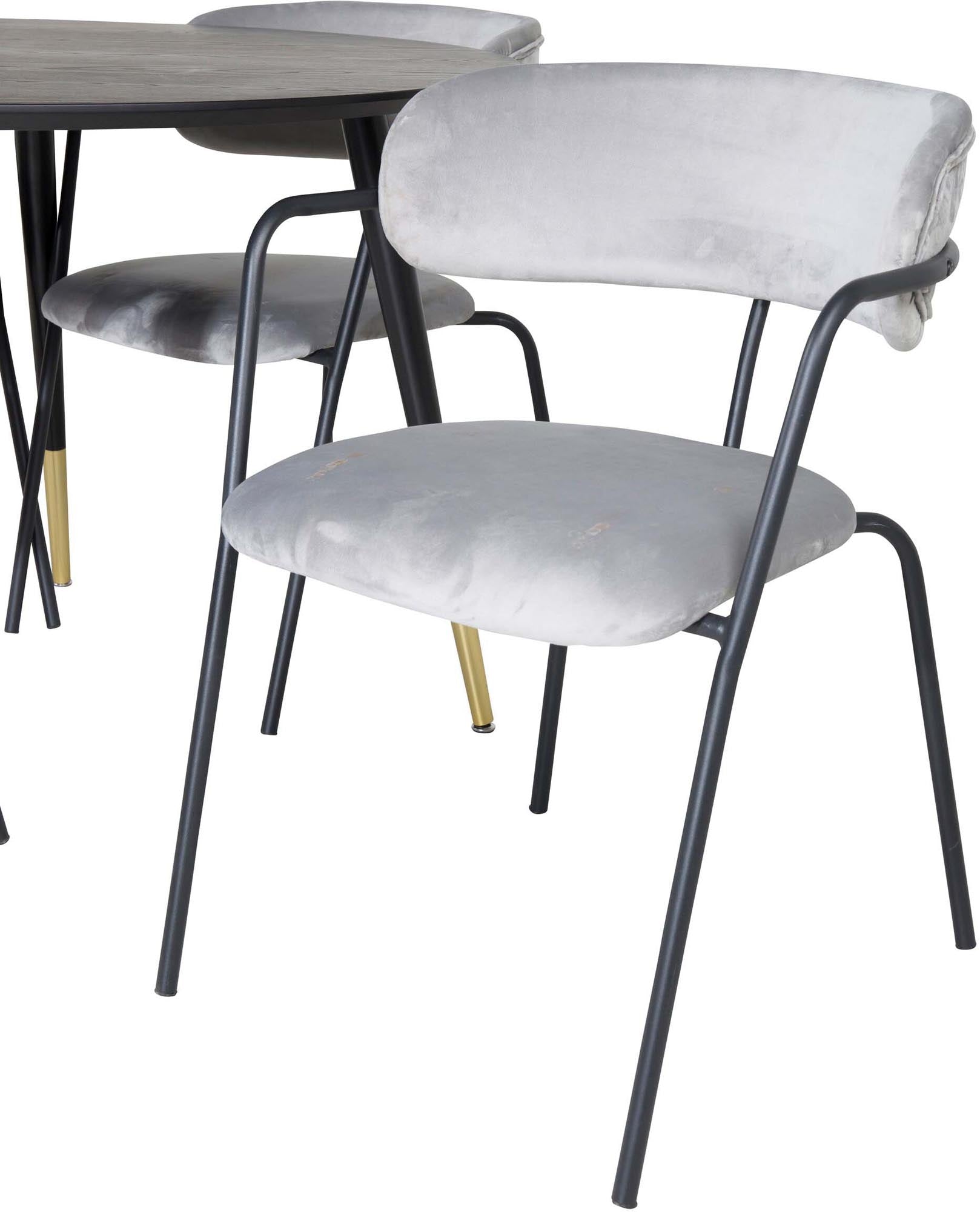 Dipp Esszimmerset + Arrow ⌀115cm/4St. in Schwarzgrau präsentiert im Onlineshop von KAQTU Design AG. Esszimmerset ist von Venture Home