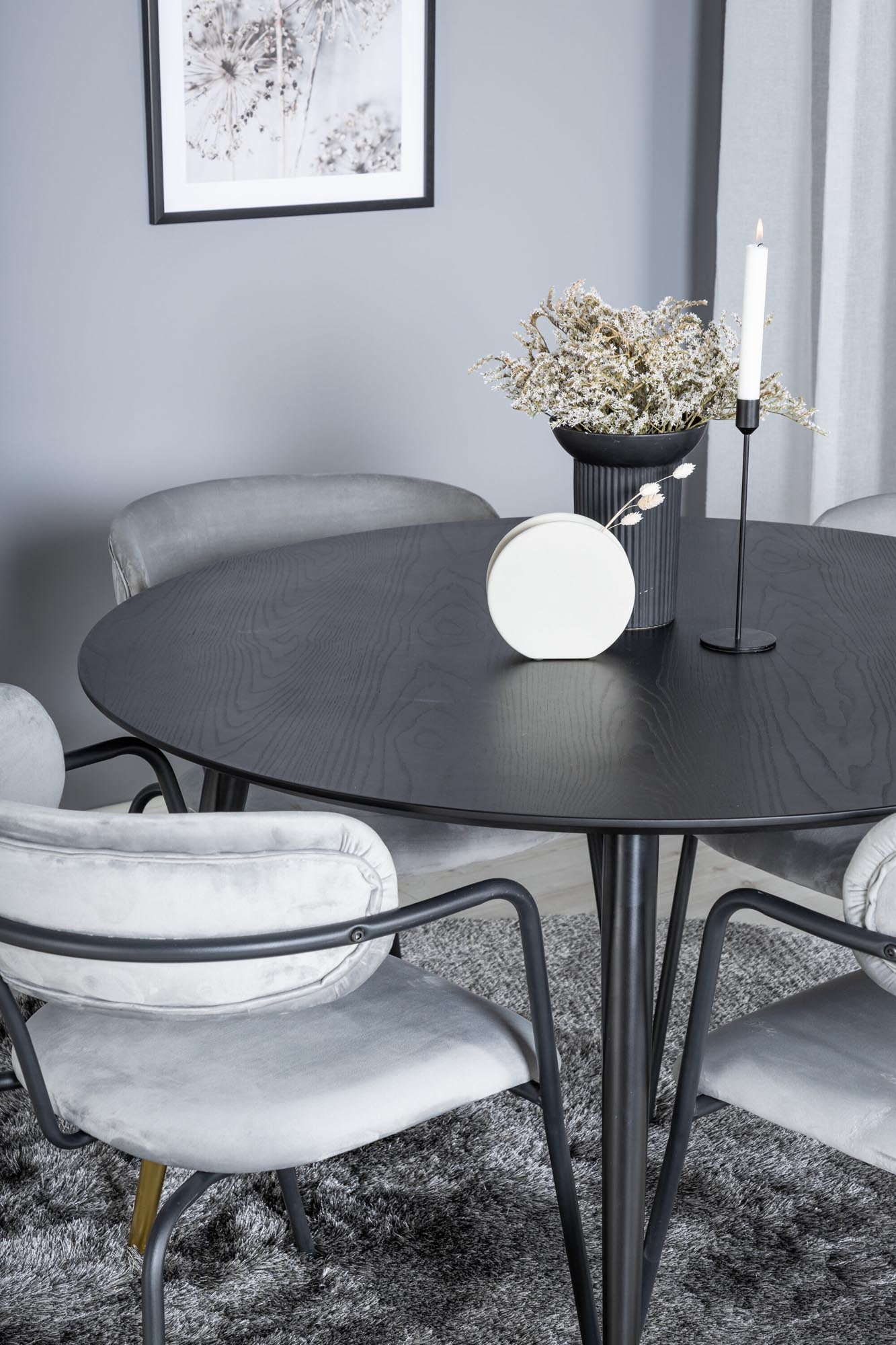 Dipp Esszimmerset + Arrow ⌀115cm/4St. in Schwarzgrau präsentiert im Onlineshop von KAQTU Design AG. Esszimmerset ist von Venture Home