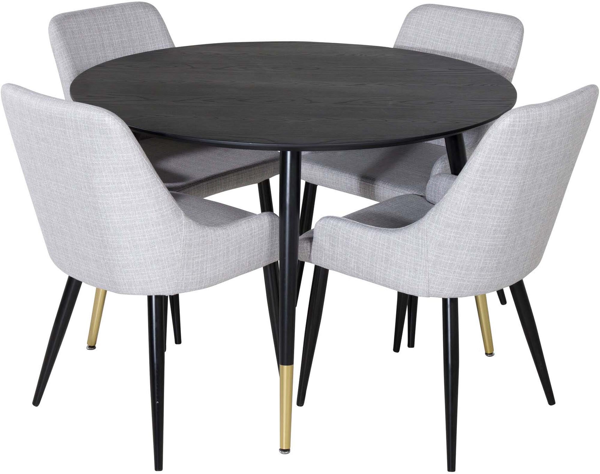 Dipp Esszimmerset + Plaza ⌀115cm/4St. in Schwarzgrau präsentiert im Onlineshop von KAQTU Design AG. Esszimmerset ist von Venture Home