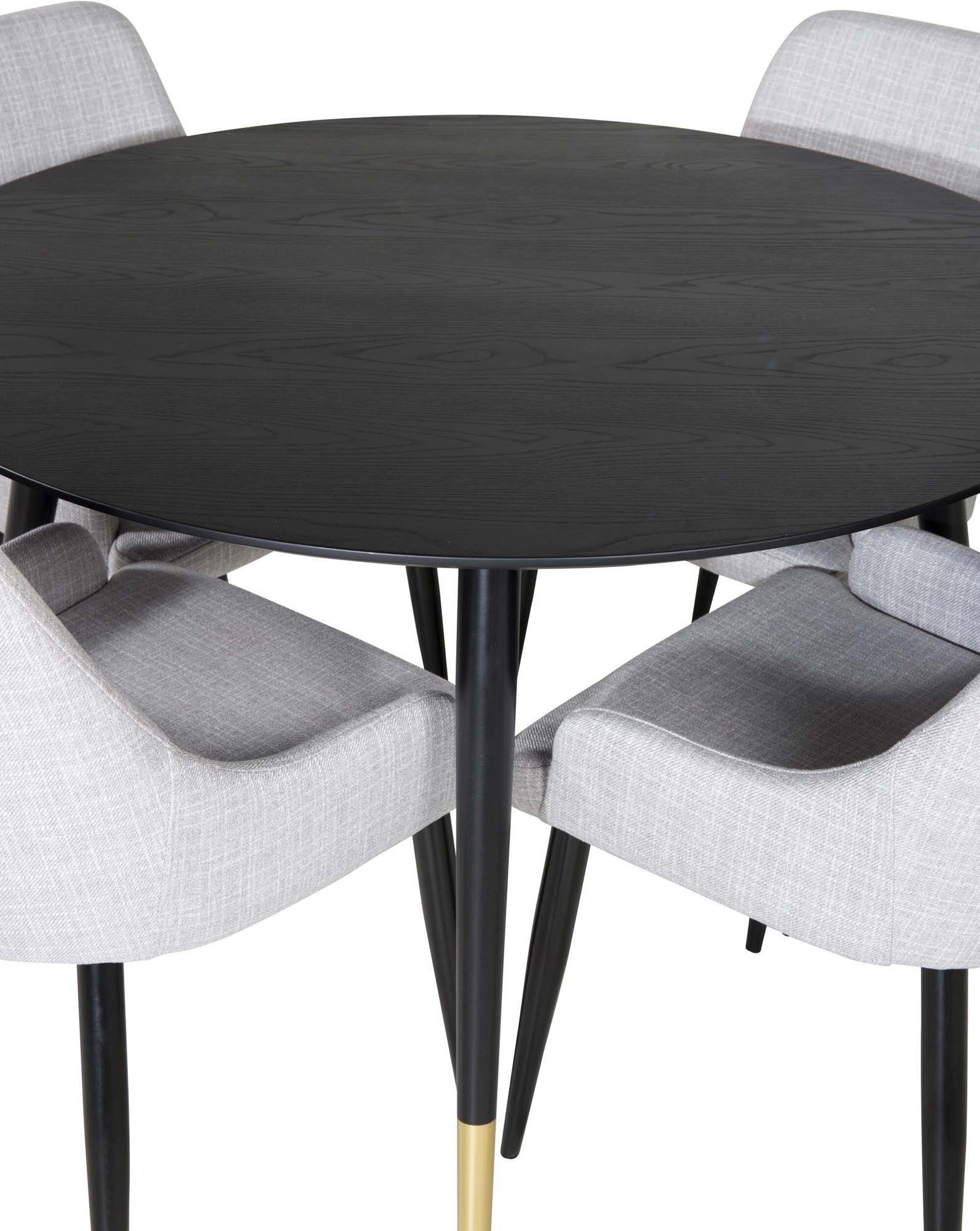 Dipp Esszimmerset + Plaza ⌀115cm/4St. in Schwarzgrau präsentiert im Onlineshop von KAQTU Design AG. Esszimmerset ist von Venture Home