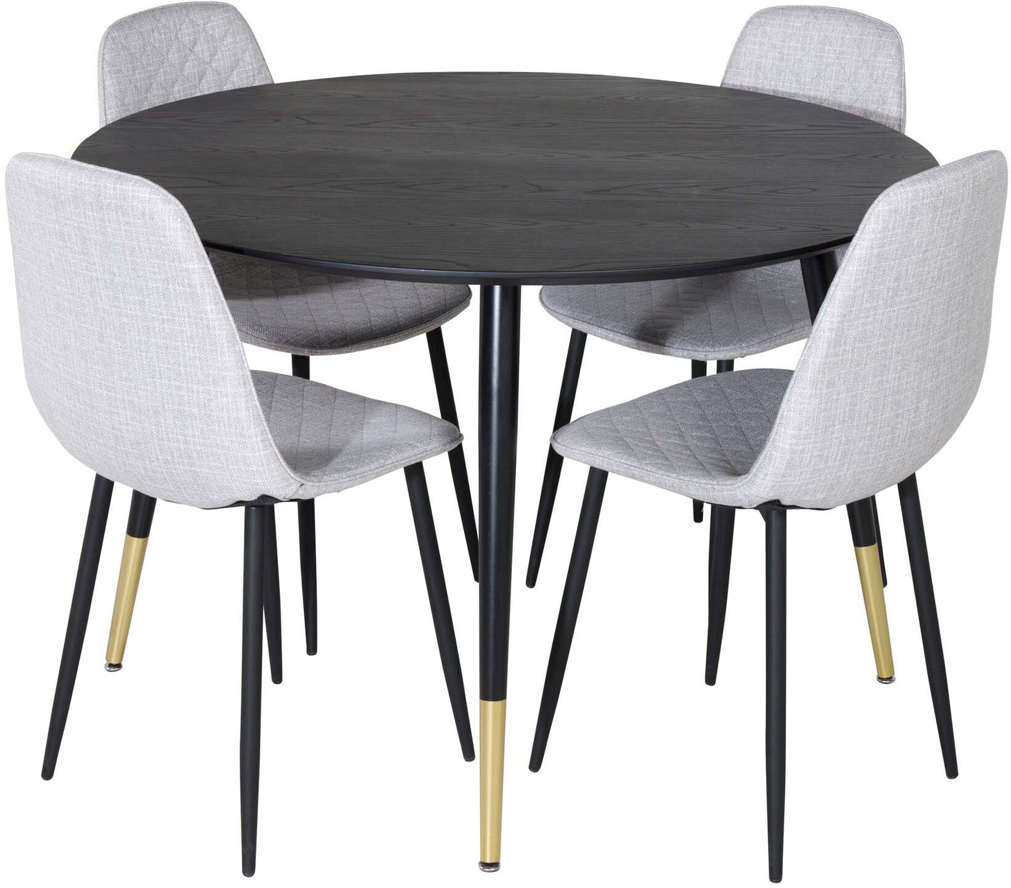 Dipp Esszimmerset + Polar ⌀115cm/4St. in Schwarz / Grau präsentiert im Onlineshop von KAQTU Design AG. Esszimmerset ist von Venture Home
