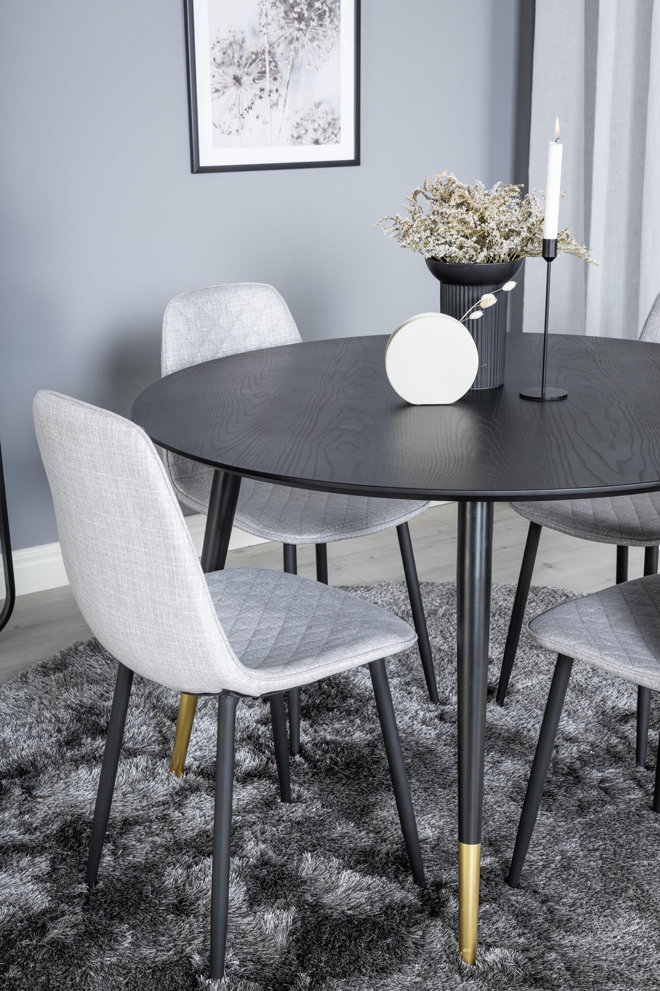 Dipp Esszimmerset + Polar ⌀115cm/4St. in Schwarz / Grau präsentiert im Onlineshop von KAQTU Design AG. Esszimmerset ist von Venture Home
