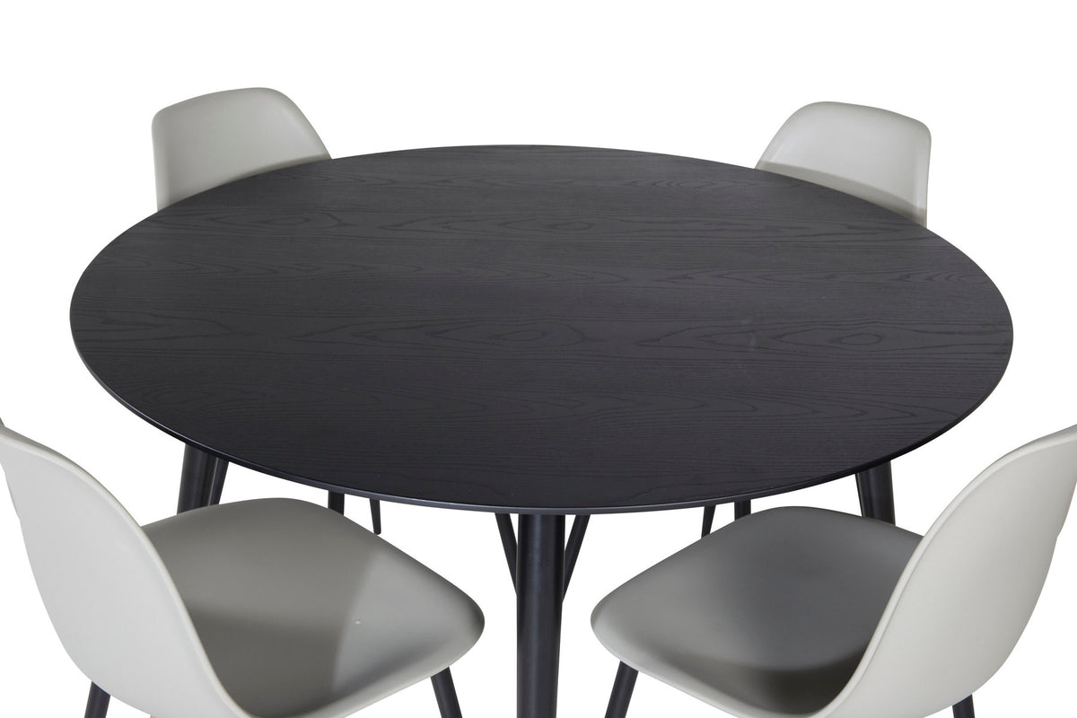 Dipp Esszimmerset + Polar ⌀115cm/4St. in Schwarz / Hellgrau präsentiert im Onlineshop von KAQTU Design AG. Esszimmerset ist von Venture Home