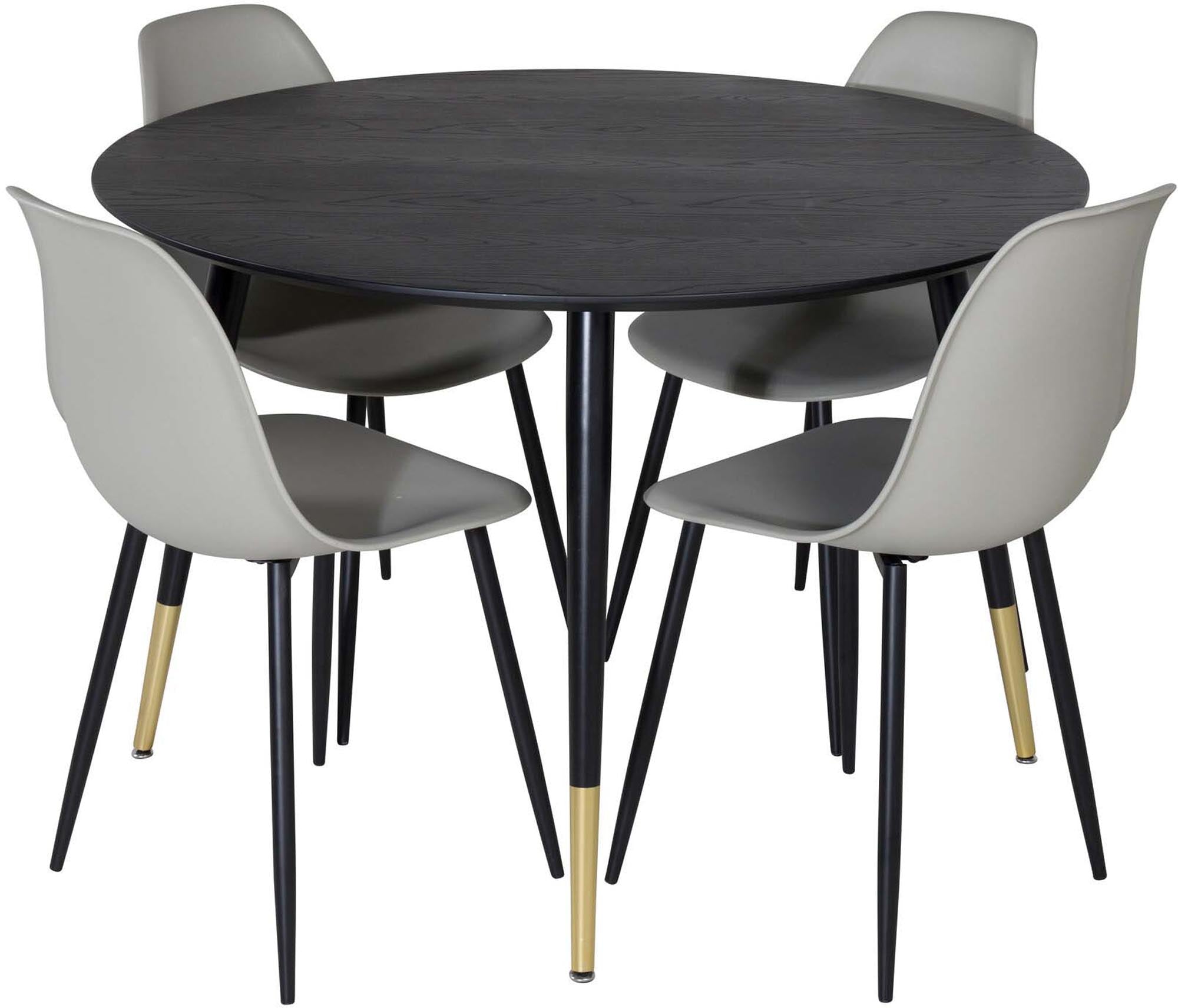Dipp Esszimmerset + Polar ⌀115cm/4St. in Schwarz / Hellgrau präsentiert im Onlineshop von KAQTU Design AG. Esszimmerset ist von Venture Home