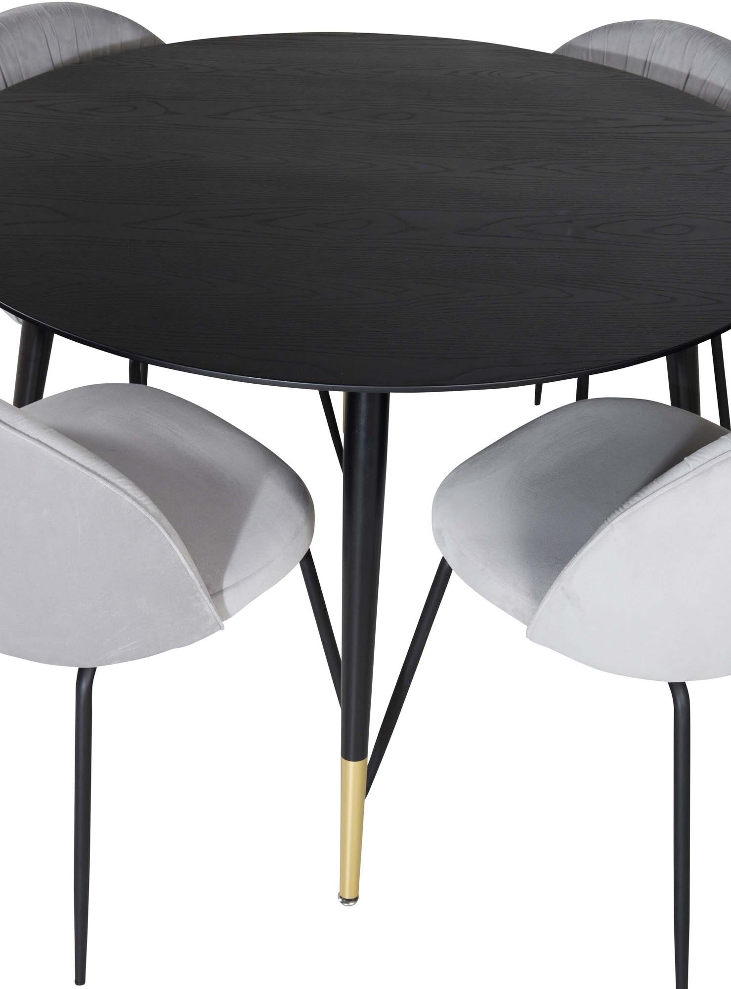 Dipp Esszimmerset + Wrinkles ⌀115cm/4St. in Schwarzgrau präsentiert im Onlineshop von KAQTU Design AG. Esszimmerset ist von Venture Home