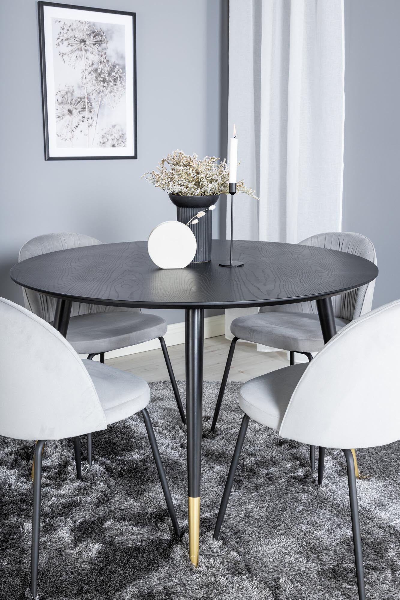 Dipp Esszimmerset + Wrinkles ⌀115cm/4St. in Schwarzgrau präsentiert im Onlineshop von KAQTU Design AG. Esszimmerset ist von Venture Home