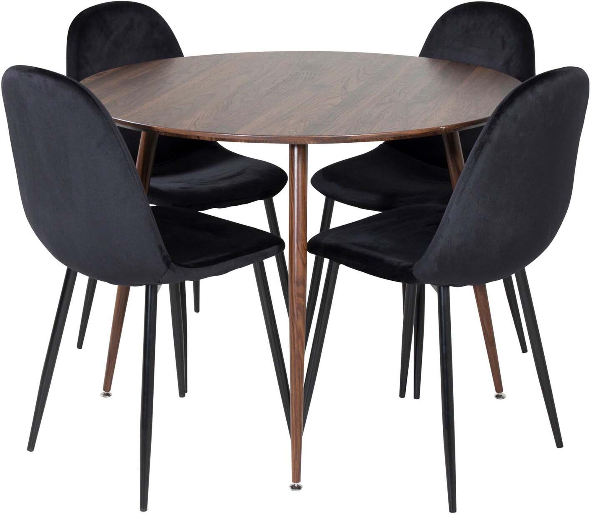 Plaza Esszimmerset + Polar ⌀100cm/4St. in Braun / Schwarz präsentiert im Onlineshop von KAQTU Design AG. Esszimmerset ist von Venture Home