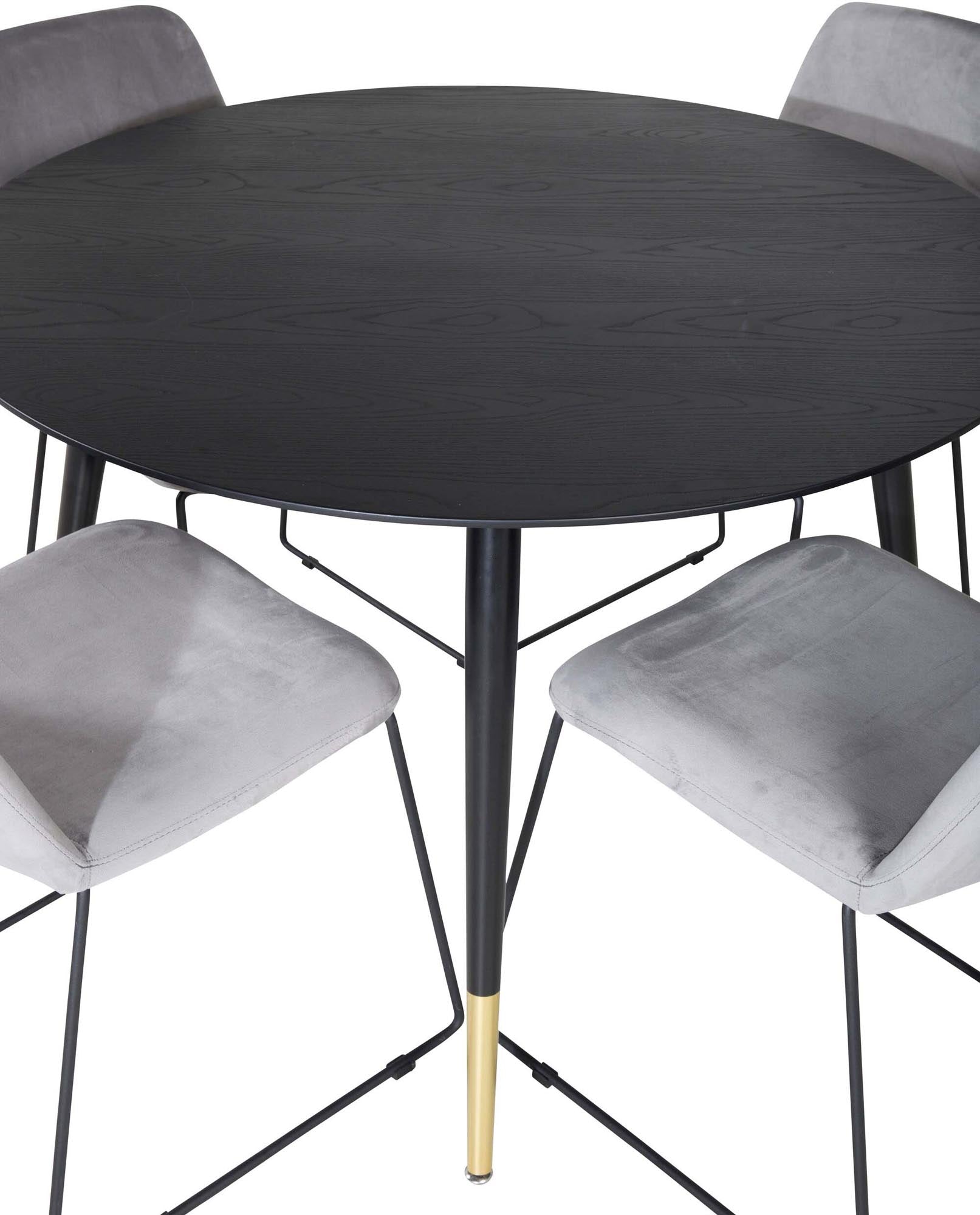 Dipp Esszimmerset + Muce ⌀115cm/4St. in Schwarzgrau präsentiert im Onlineshop von KAQTU Design AG. Esszimmerset ist von Venture Home