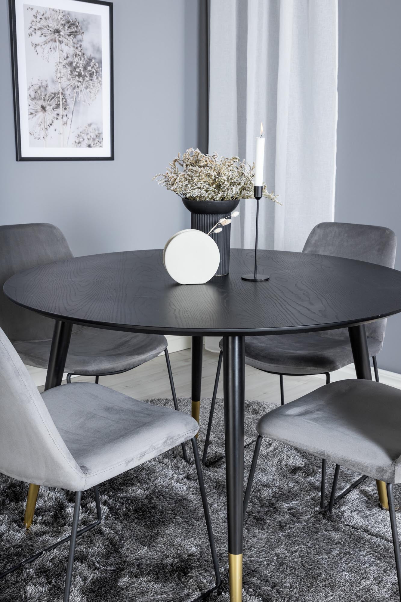 Dipp Esszimmerset + Muce ⌀115cm/4St. in Schwarzgrau präsentiert im Onlineshop von KAQTU Design AG. Esszimmerset ist von Venture Home