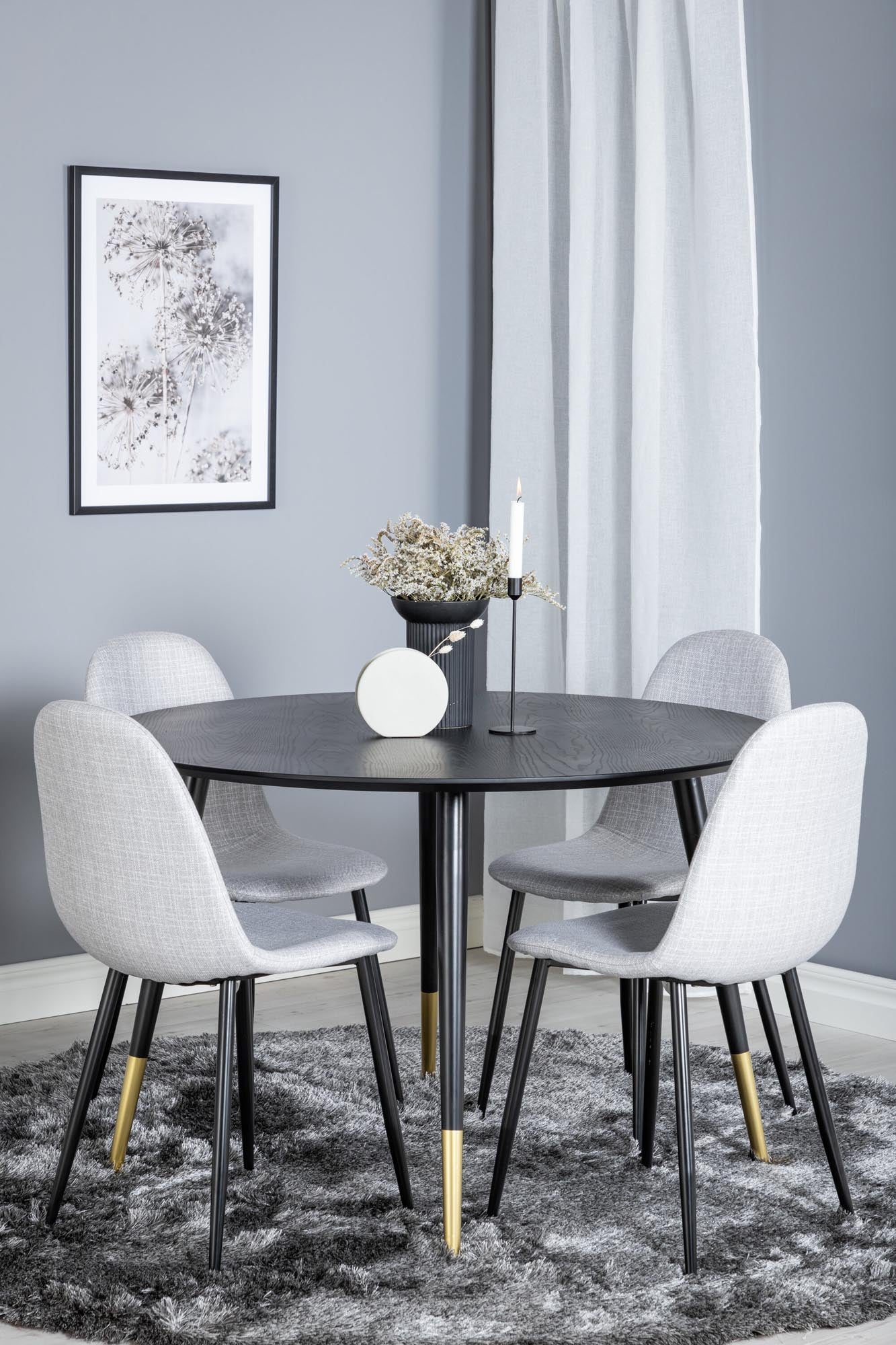 Dipp Esszimmerset + Polar ⌀115cm/4St. in Schwarzgrau präsentiert im Onlineshop von KAQTU Design AG. Esszimmerset ist von Venture Home