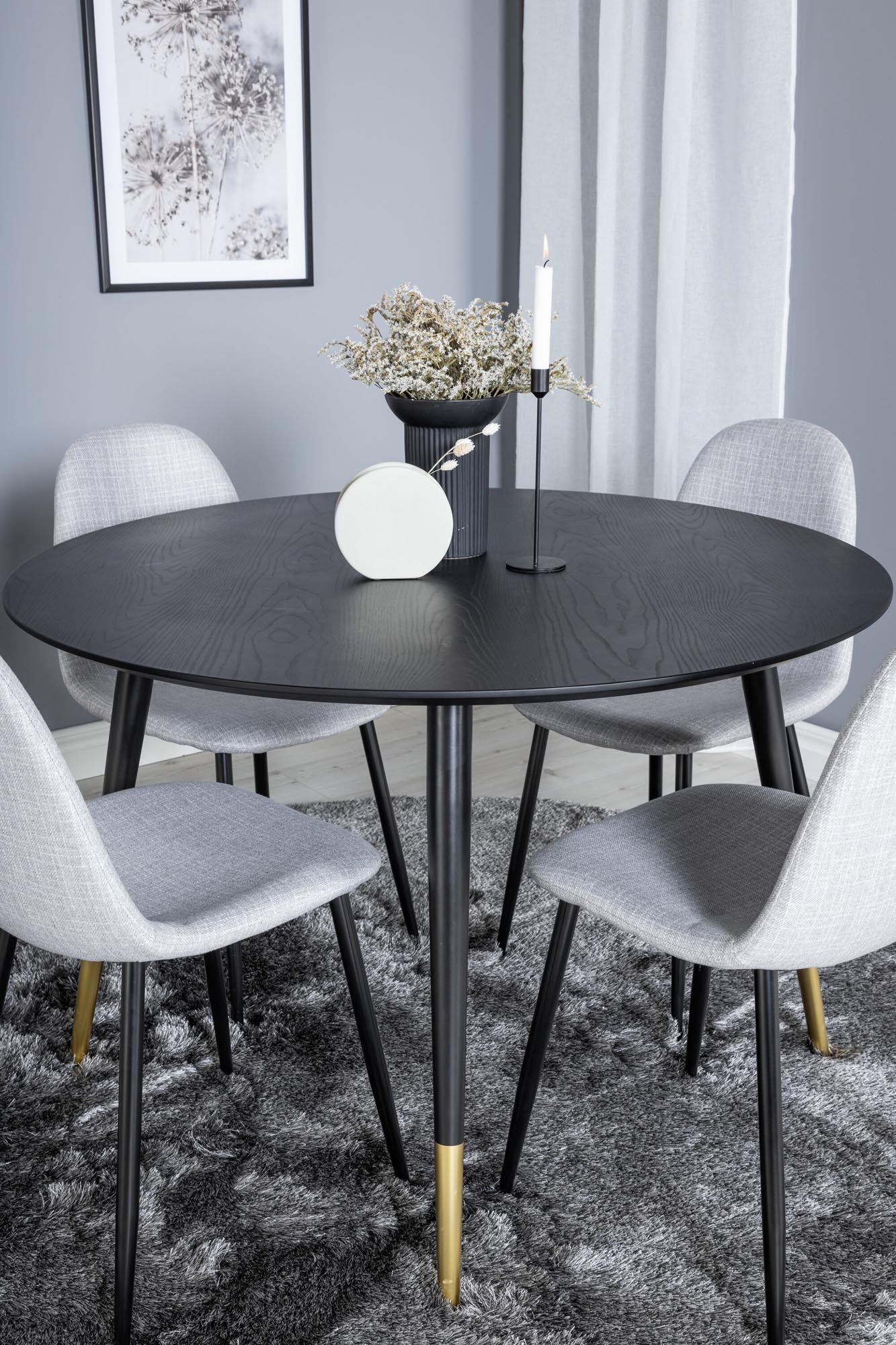 Dipp Esszimmerset + Polar ⌀115cm/4St. in Schwarzgrau präsentiert im Onlineshop von KAQTU Design AG. Esszimmerset ist von Venture Home