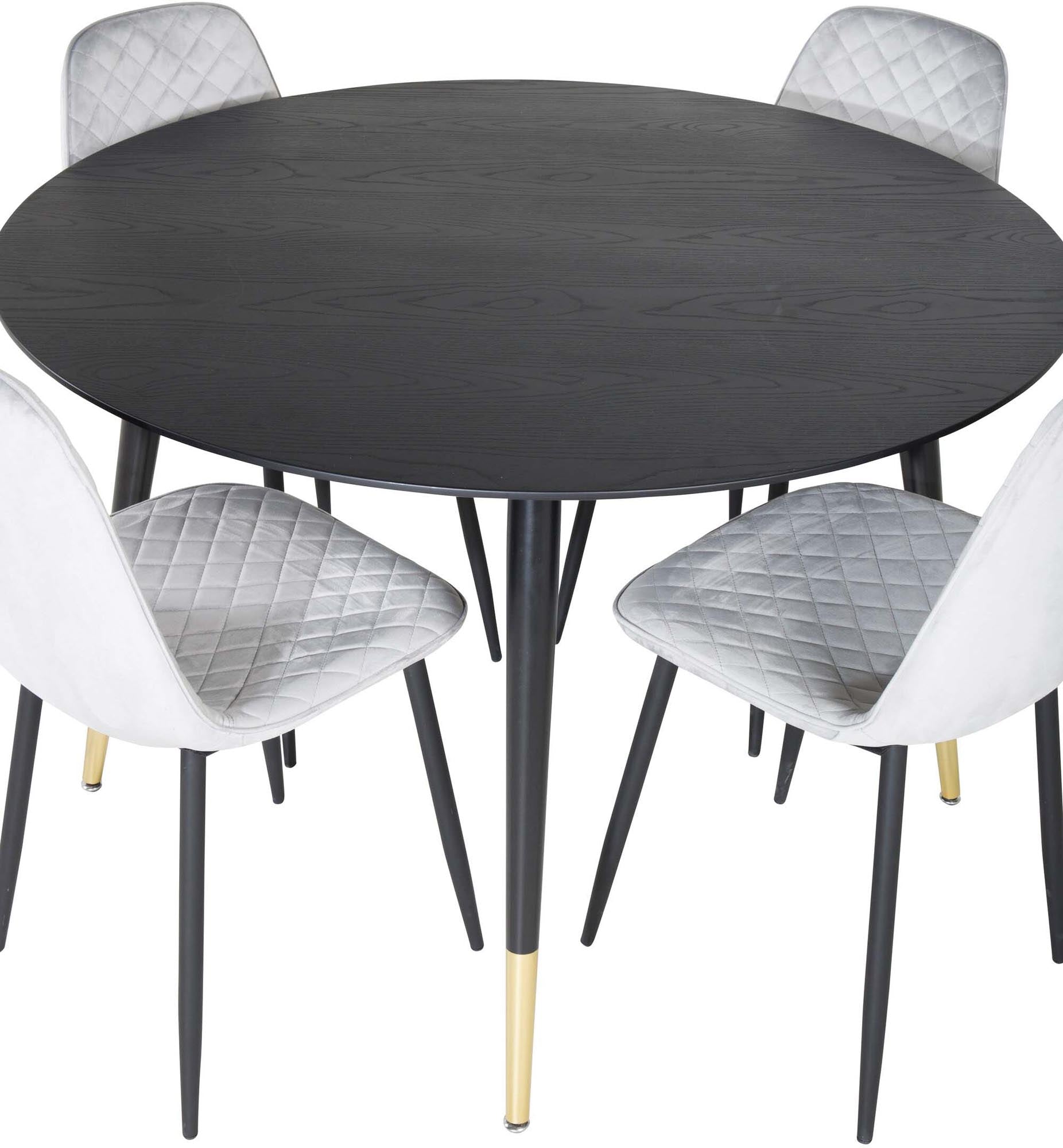 Dipp Esszimmerset + Polar ⌀115cm/4St. in Schwarz / Grau präsentiert im Onlineshop von KAQTU Design AG. Esszimmerset ist von Venture Home