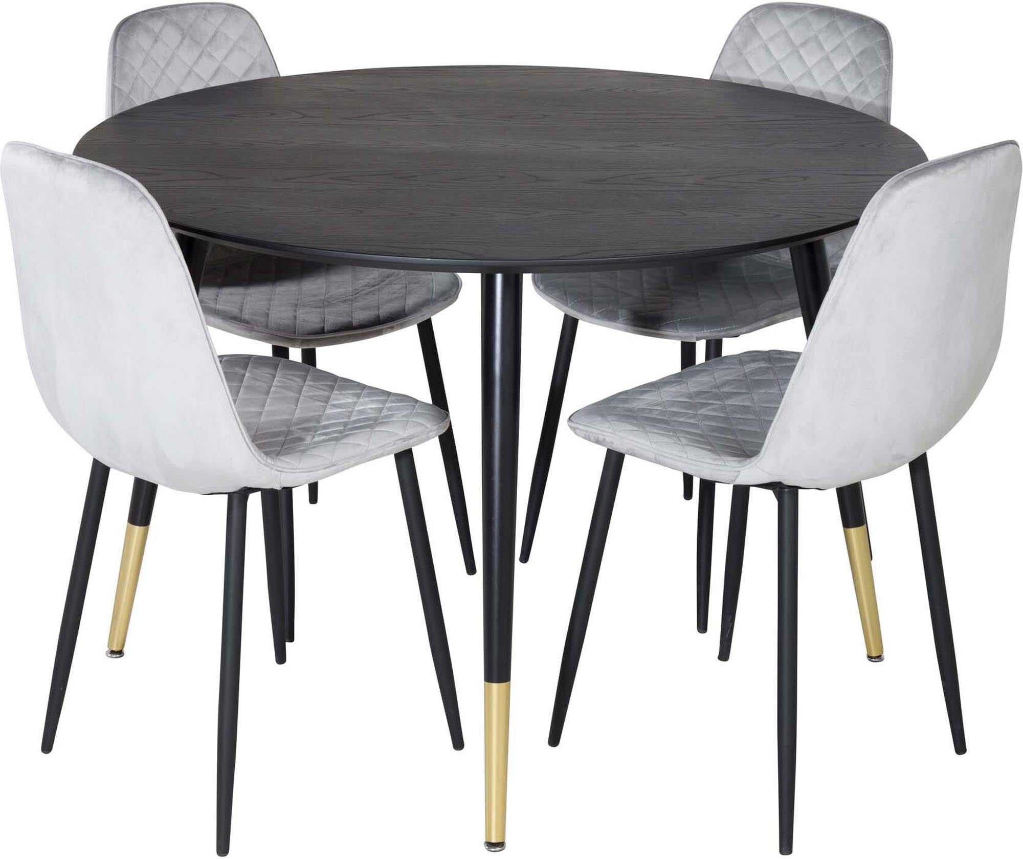 Dipp Esszimmerset + Polar ⌀115cm/4St. in Schwarz / Grau präsentiert im Onlineshop von KAQTU Design AG. Esszimmerset ist von Venture Home