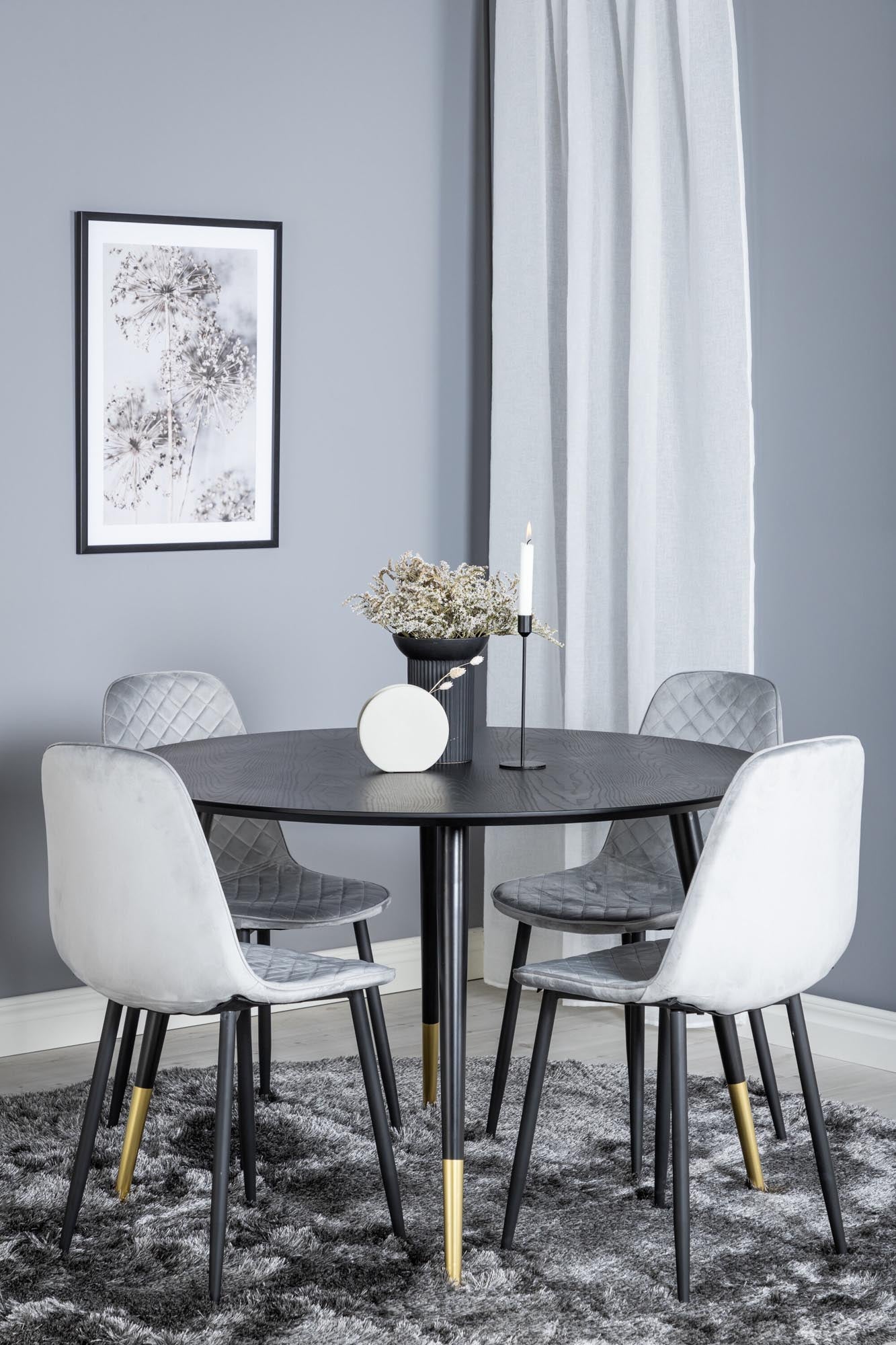 Dipp Esszimmerset + Polar ⌀115cm/4St. in Schwarz / Grau präsentiert im Onlineshop von KAQTU Design AG. Esszimmerset ist von Venture Home